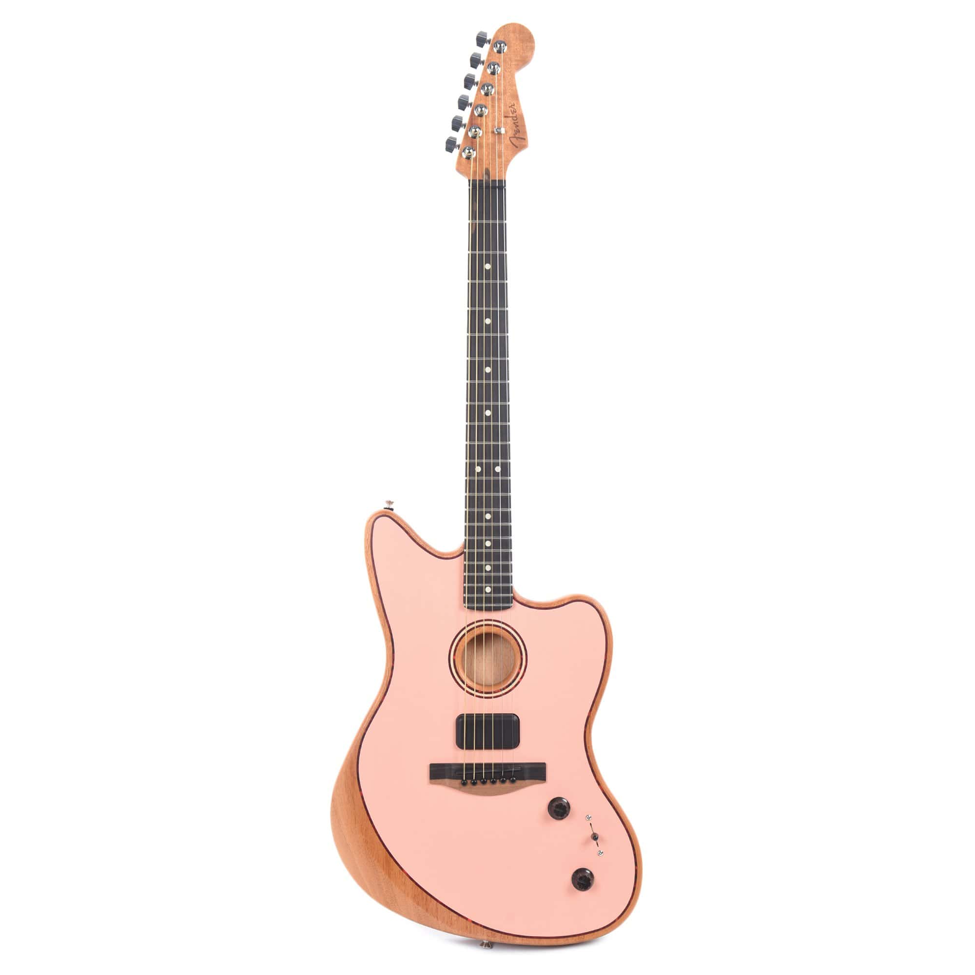 Fender American Acoustasonic Jazzmaster Shell Pink w/Tortoise Rosette & Purfling Acoustic Guitars / Built-in Electronics