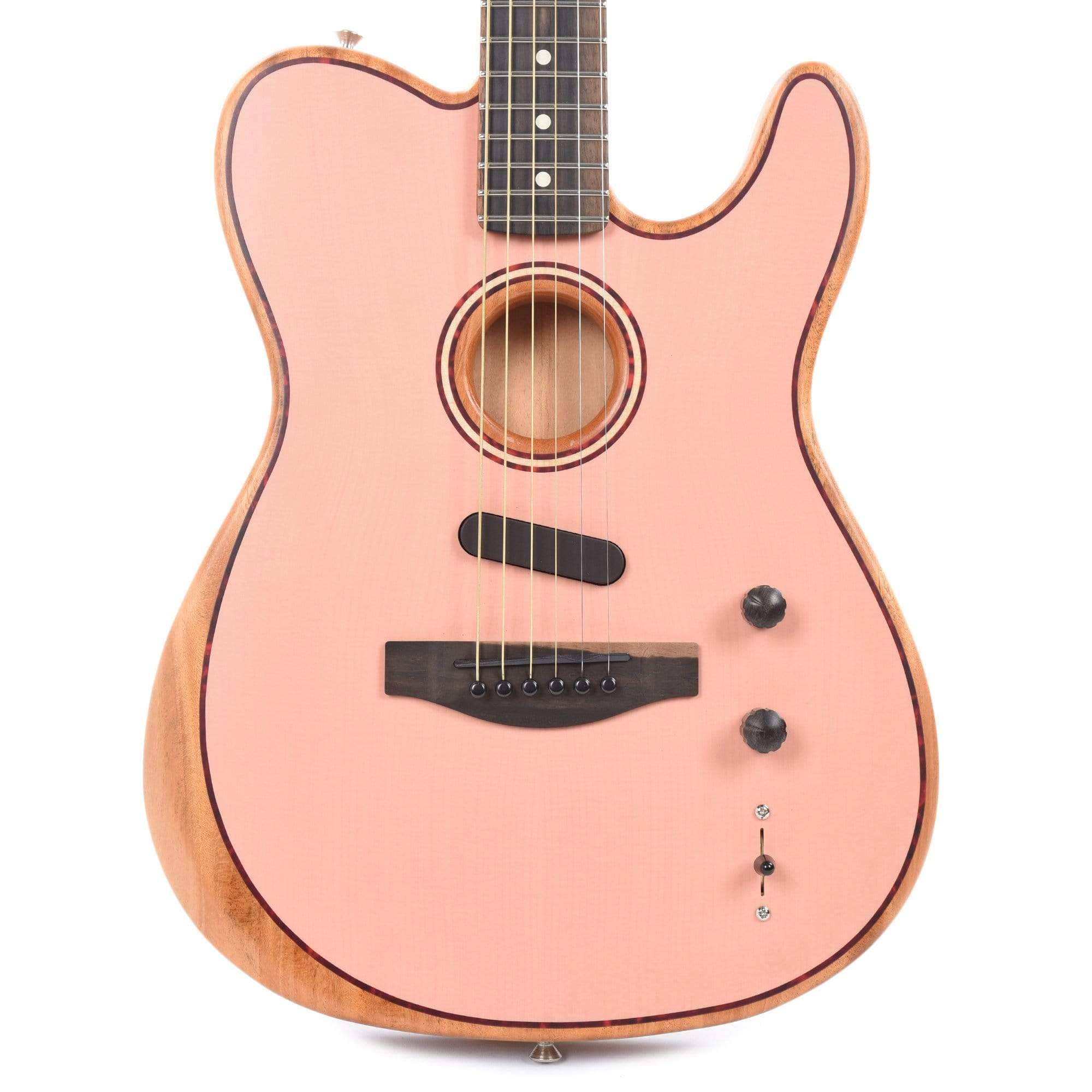 Fender American Acoustasonic Telecaster Shell Pink w/Tortoise Rosette & Purfling Acoustic Guitars / Built-in Electronics