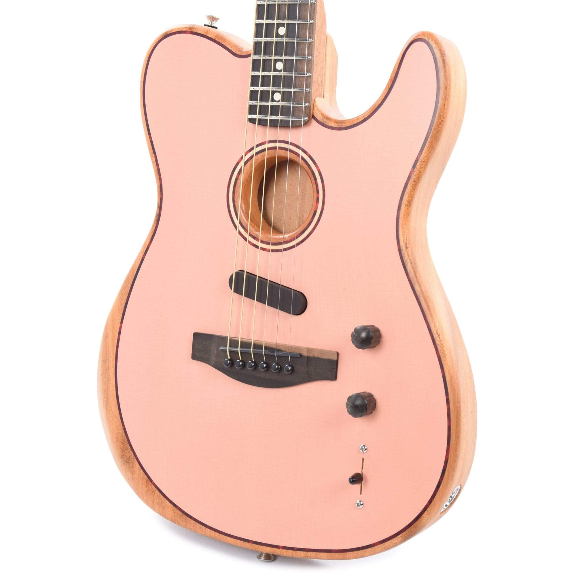 Fender American Acoustasonic Telecaster Shell Pink w/Tortoise Rosette & Purfling Acoustic Guitars / Built-in Electronics