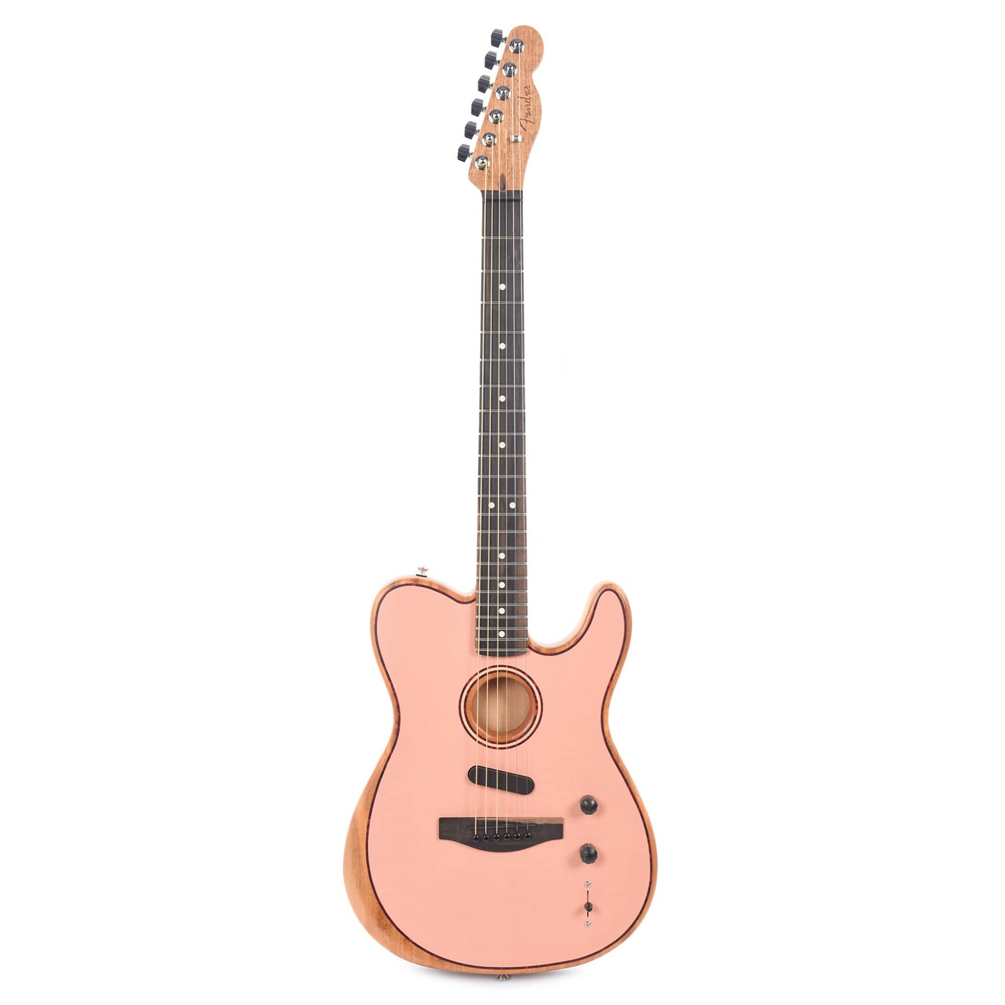 Fender American Acoustasonic Telecaster Shell Pink w/Tortoise Rosette & Purfling Acoustic Guitars / Built-in Electronics