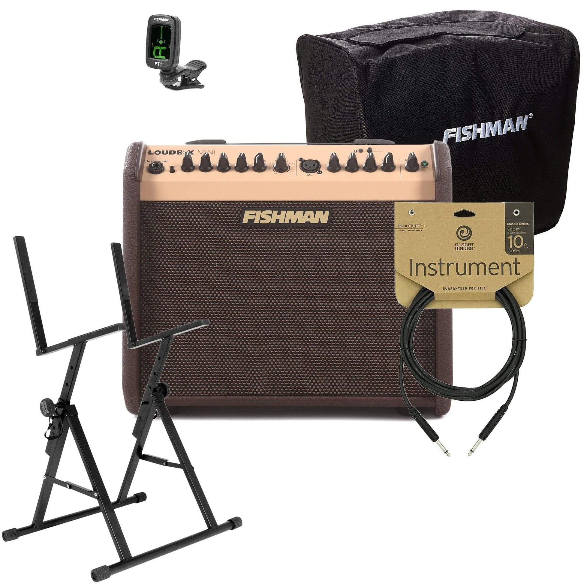 Fishman Loudbox Mini Bluetooth 60W w/Mini Slip Cover, Amp Stand, FT-2 Tuner and Cable Bundle Amps / Acoustic Amps