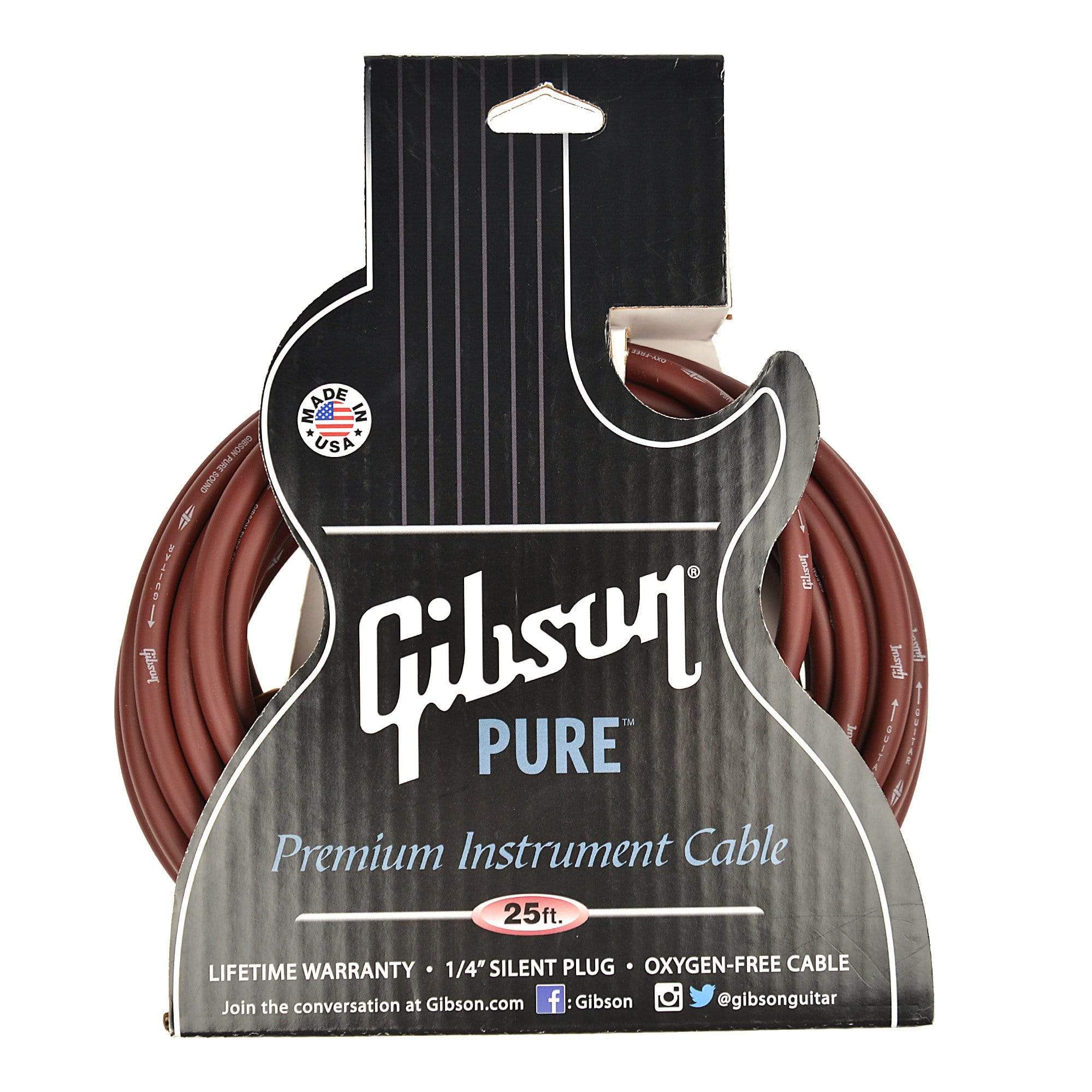 Gibson Instrument Cable 25' Cherry – Chicago Music Exchange