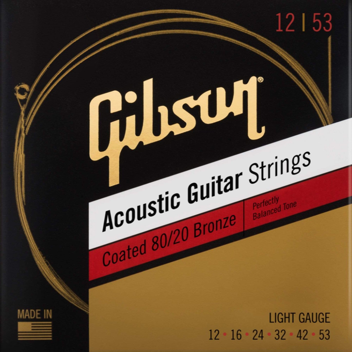 Gibson Coated 80/20 Bronze Acoustic Guitar Strings Light Accessories / Strings / Guitar Strings