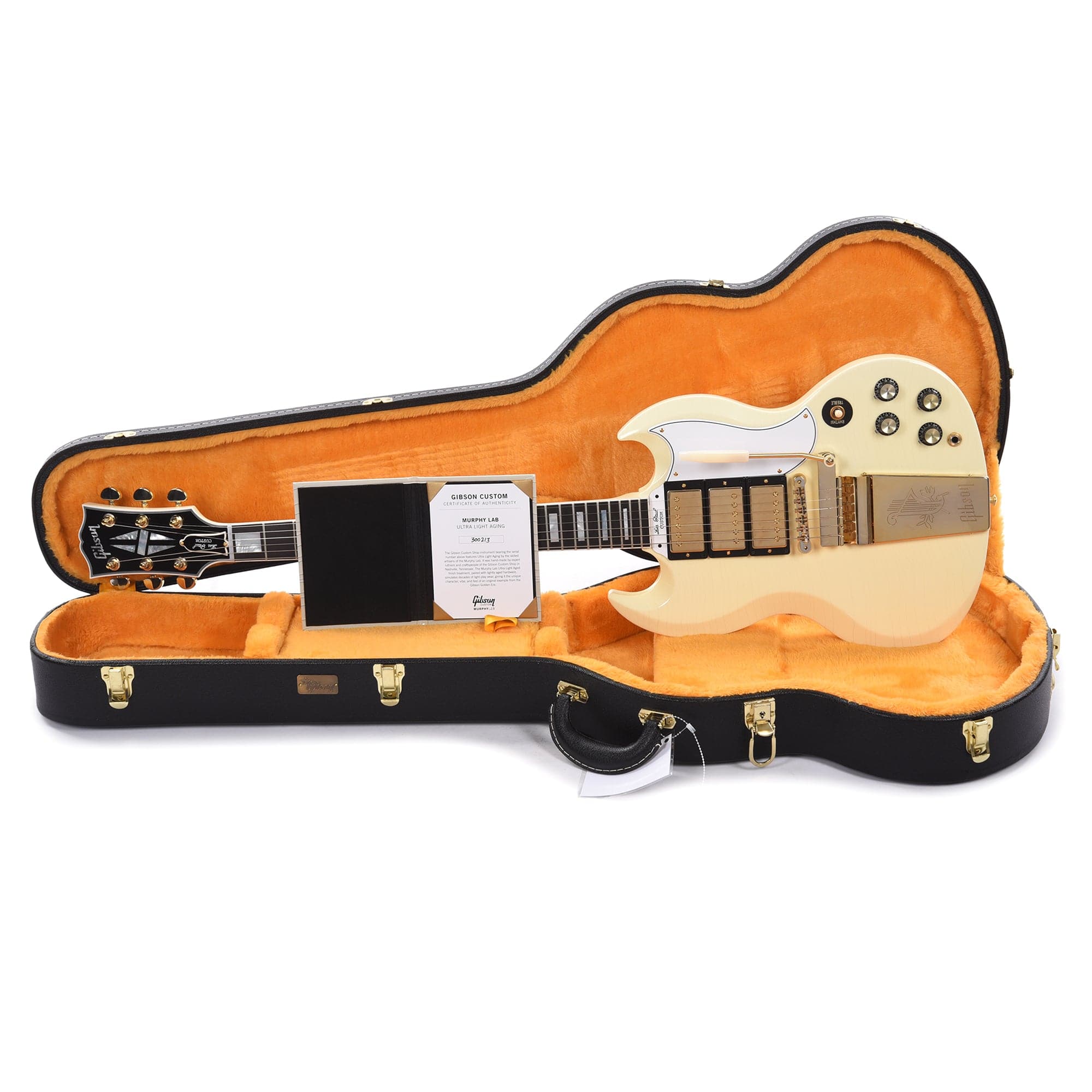 Gibson Custom Shop Murphy Lab 1963 Les Paul SG Custom Reissue 3-Pickup Classic White Ultra Light Aged w/Maestro Vibrola Electric Guitars / Semi-Hollow