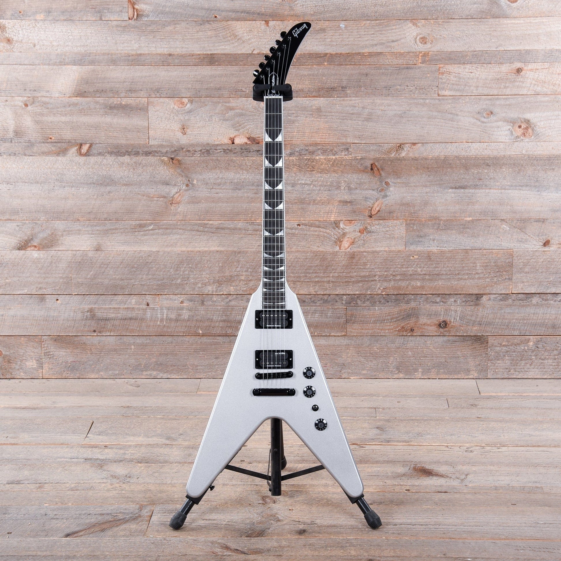 Gibson Artist Dave Mustaine Signature "Rust in Peace" Flying V EXP Silver Metallic Electric Guitars / Solid Body