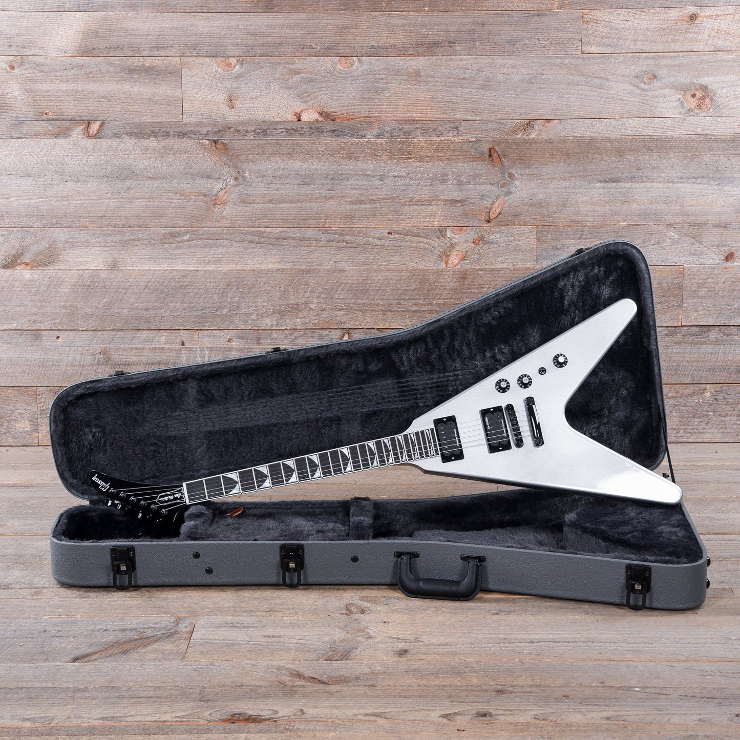 Gibson Artist Dave Mustaine Signature "Rust in Peace" Flying V EXP Silver Metallic Electric Guitars / Solid Body