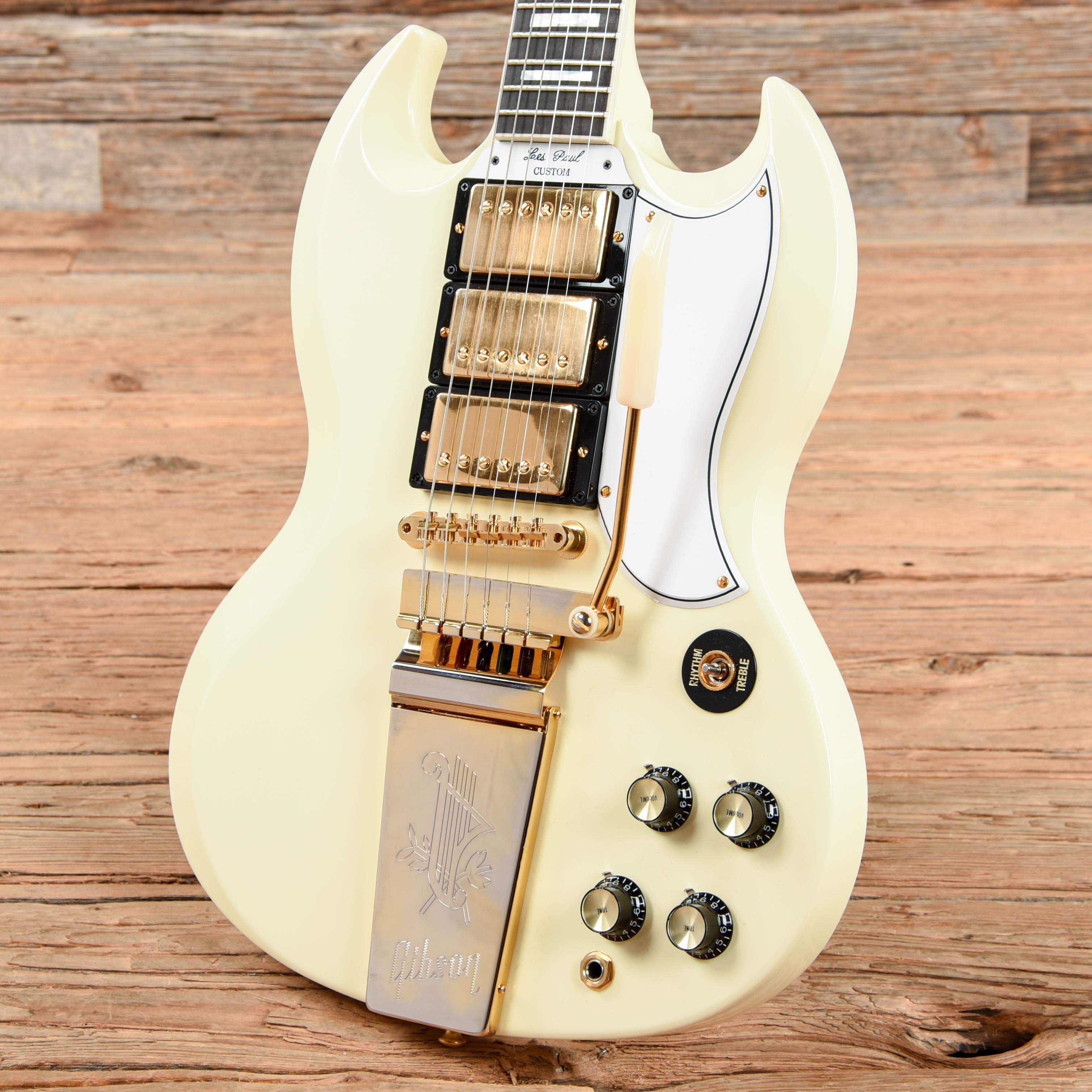 Gibson Custom 1963 Les Paul SG Custom Reissue w/Maestro Classic White VOS Electric Guitars / Solid Body