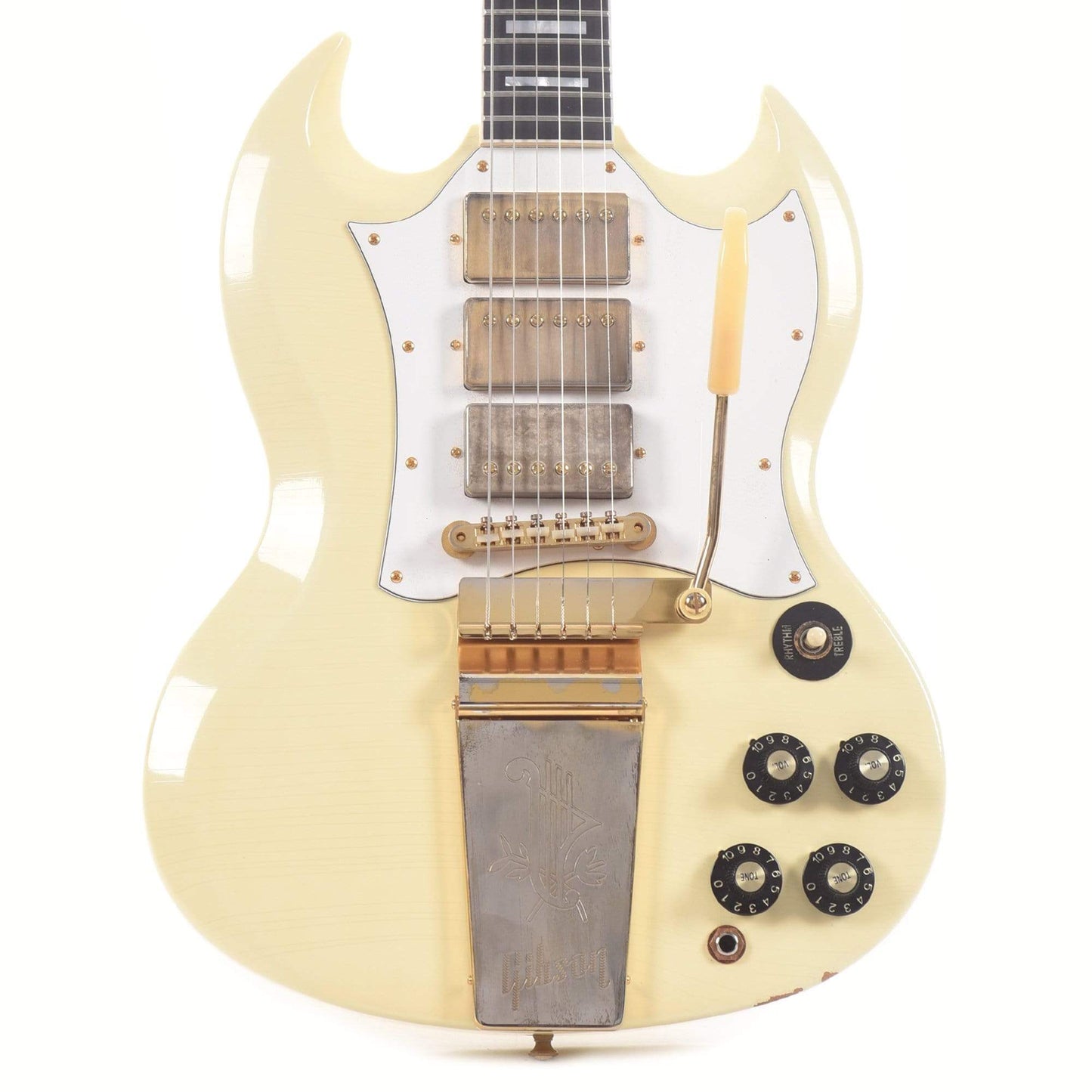 Gibson Custom Shop Jimi Hendrix 1967 SG Custom Aged Polaris White Electric Guitars / Solid Body