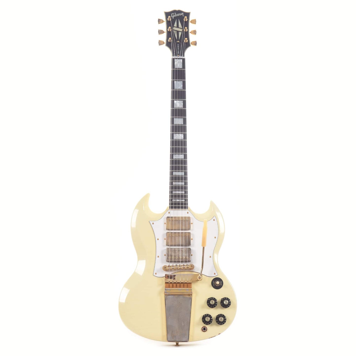 Gibson Custom Shop Jimi Hendrix 1967 SG Custom Aged Polaris White Electric Guitars / Solid Body