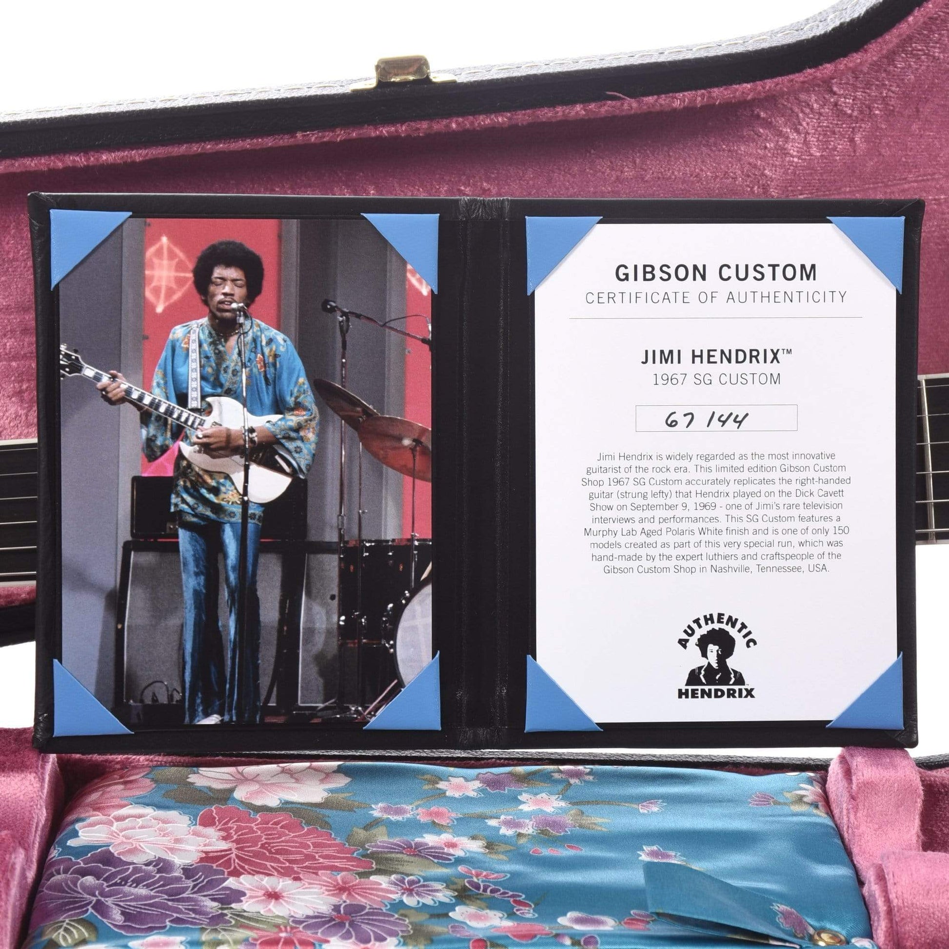 Gibson Custom Shop Jimi Hendrix 1967 SG Custom Aged Polaris White Electric Guitars / Solid Body