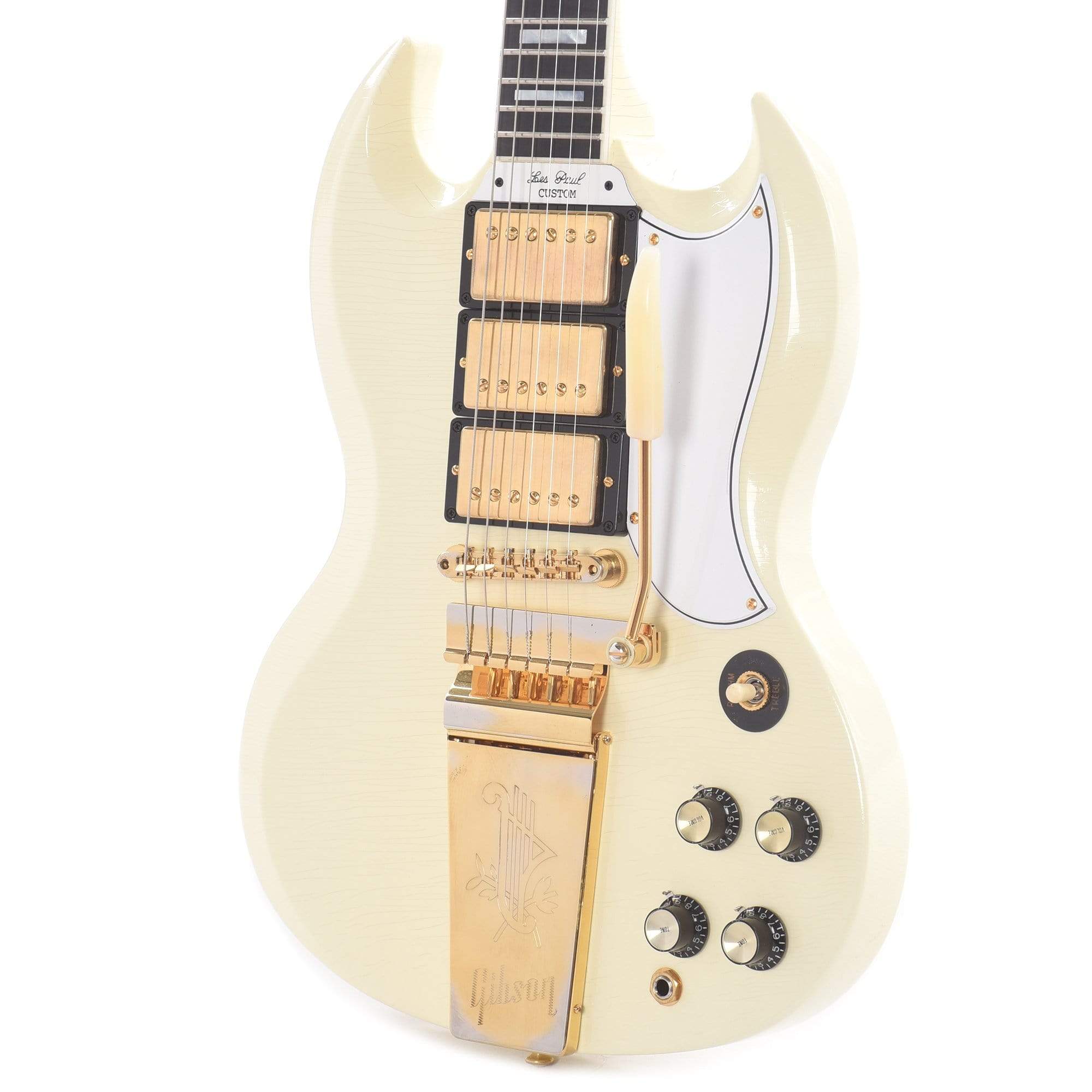 Gibson Custom Shop Murphy Lab 1963 Les Paul SG Custom Reissue 3-Pickup Classic White Ultra Light Aged w/Maestro Vibrola Electric Guitars / Solid Body