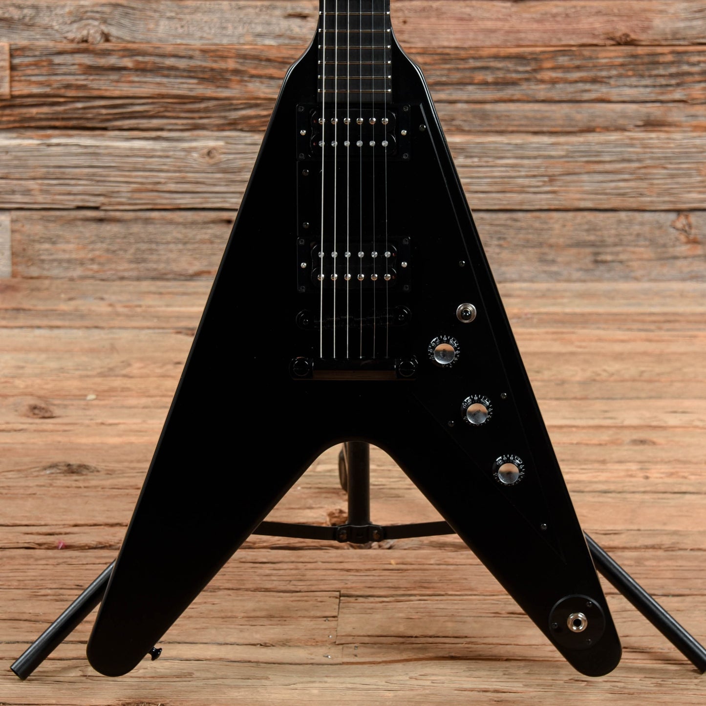 Gibson Gothic Flying V Satin Ebony Electric Guitars / Solid Body