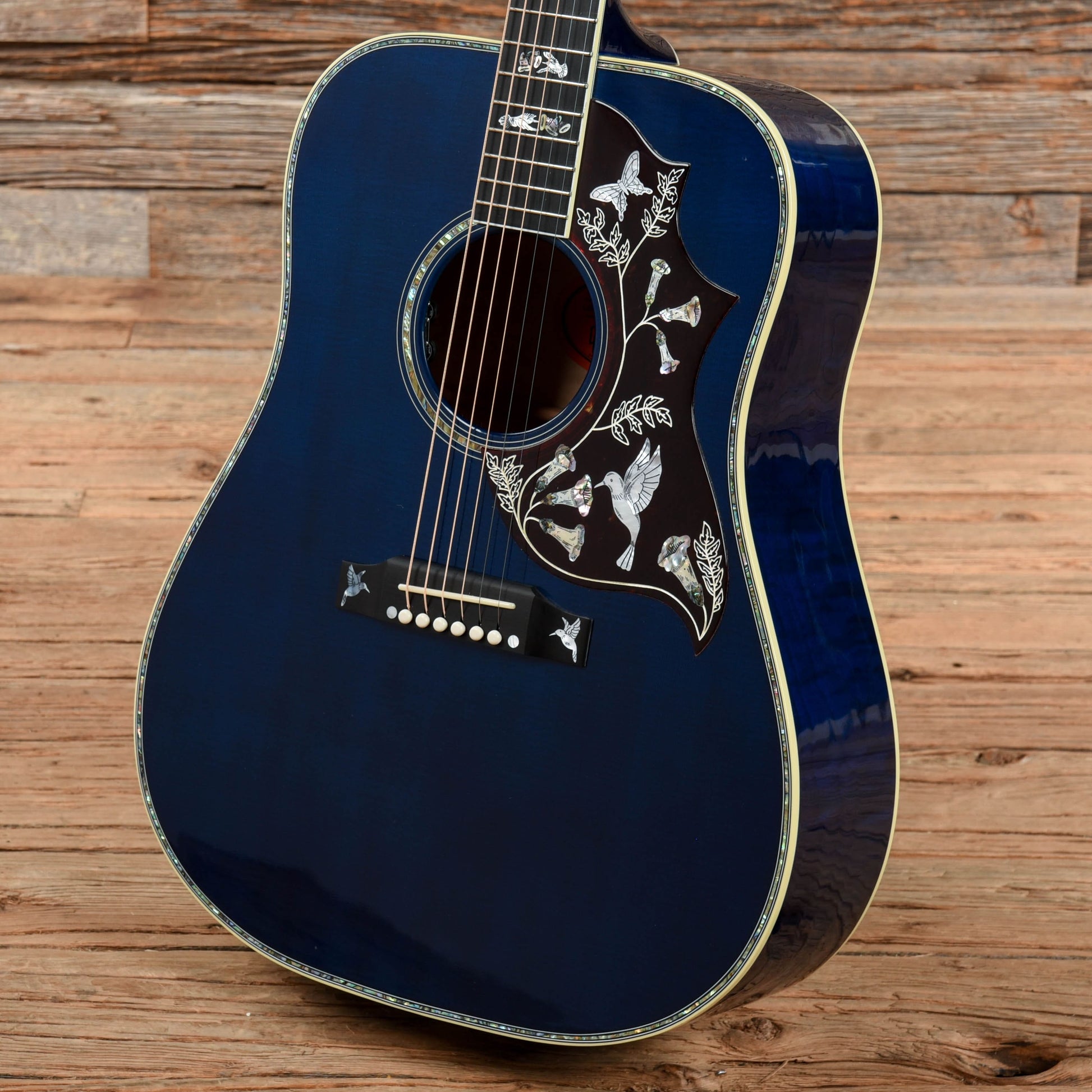 Gibson Hummingbird Custom Quilt (Custom Inlays and Blue Finish) Blue 2015