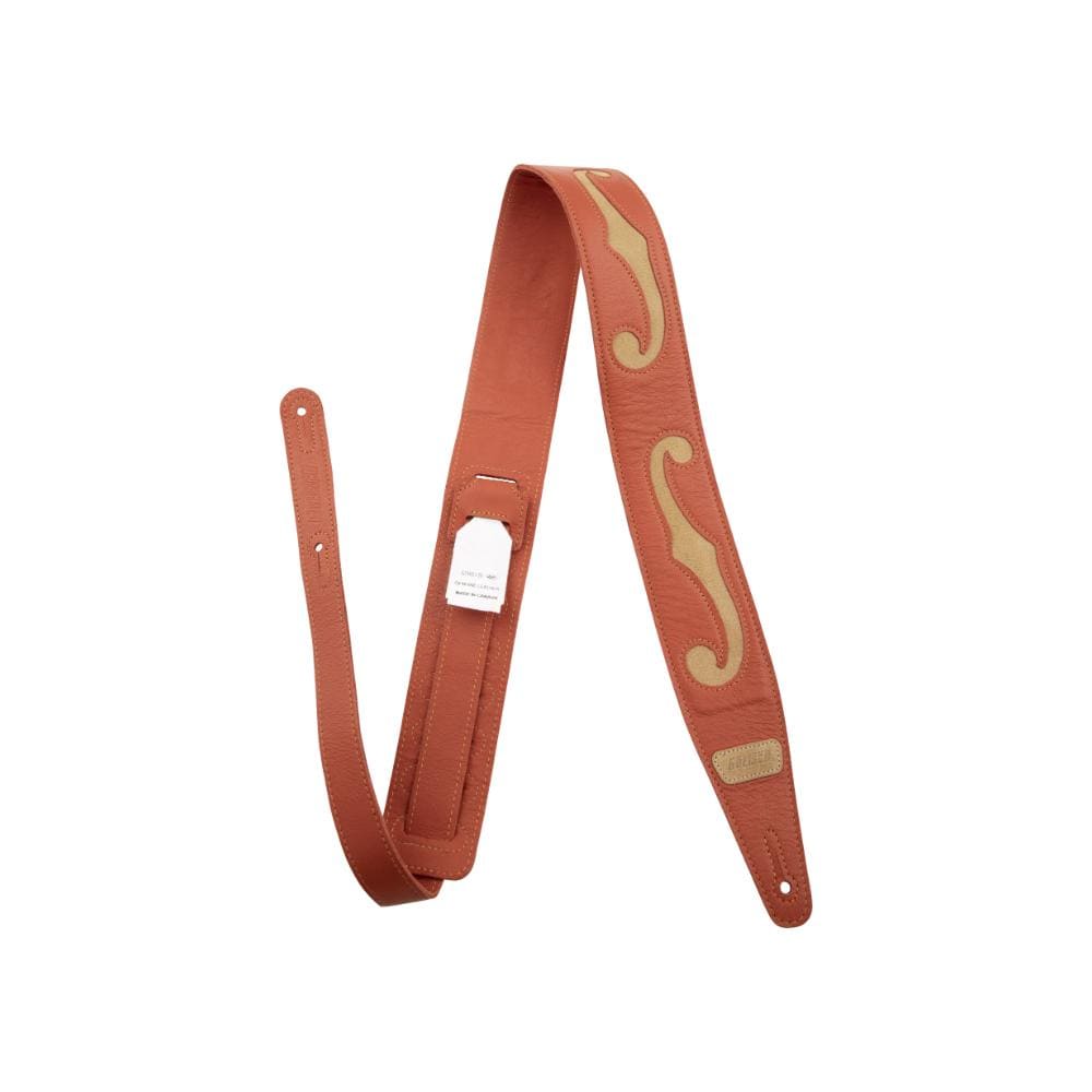 Gretsch Orange/Tan Leather F Hole Strap Accessories / Straps