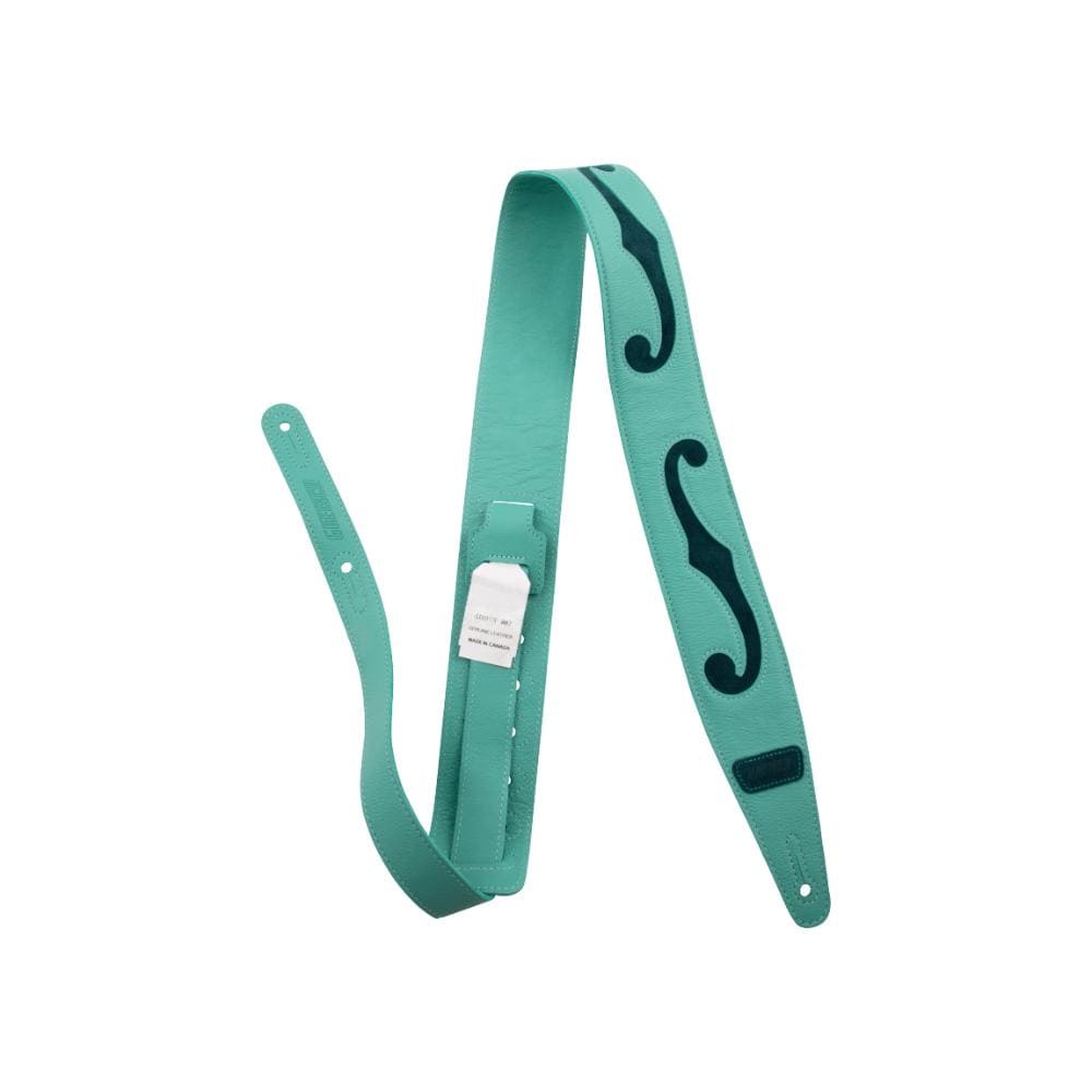 Gretsch Surf Green/Green Leather F Hole Strap Accessories / Straps