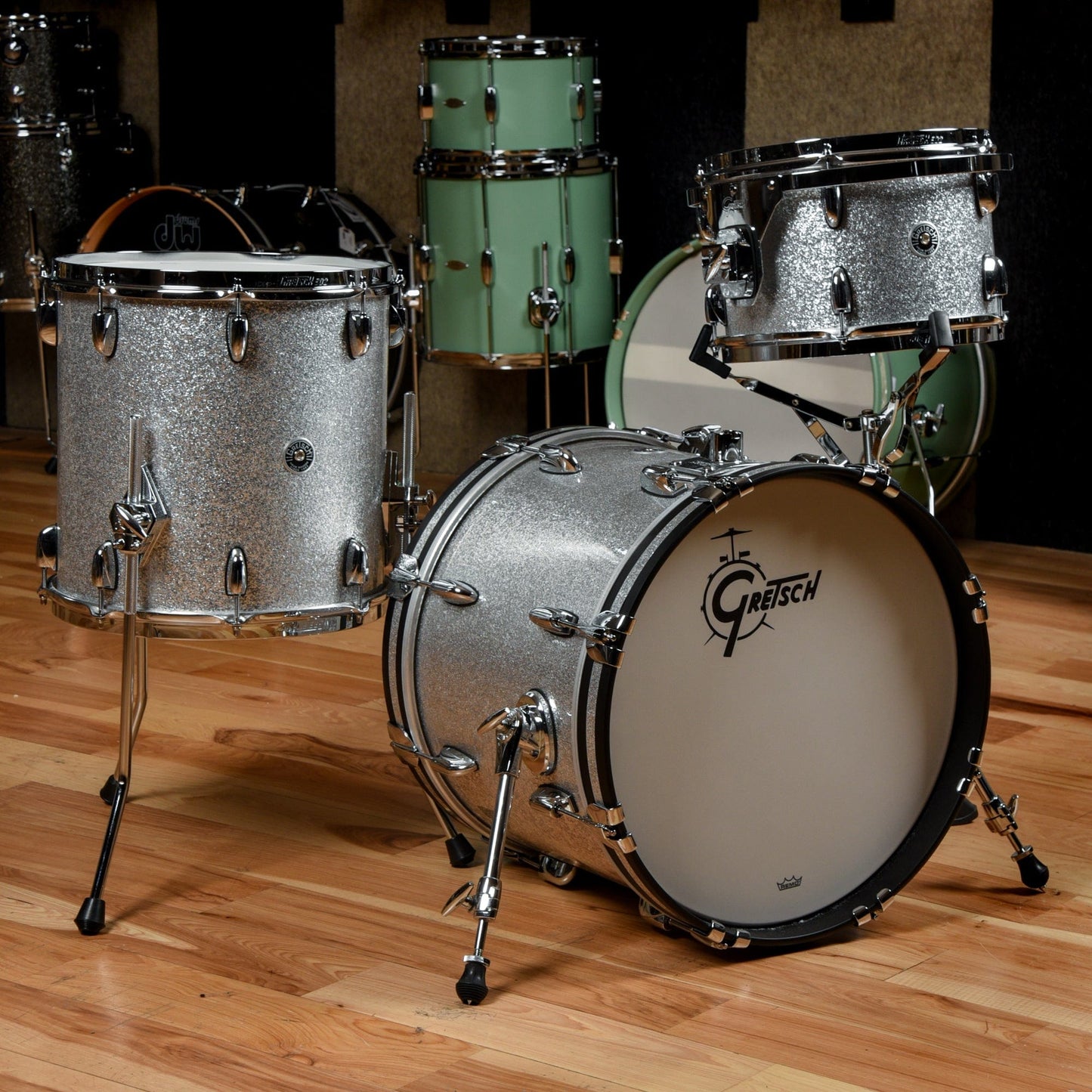 Gretsch Brooklyn 12/14/18 3pc. Drum Kit Silver Sparkle Drums and Percussion / Acoustic Drums / Full Acoustic Kits