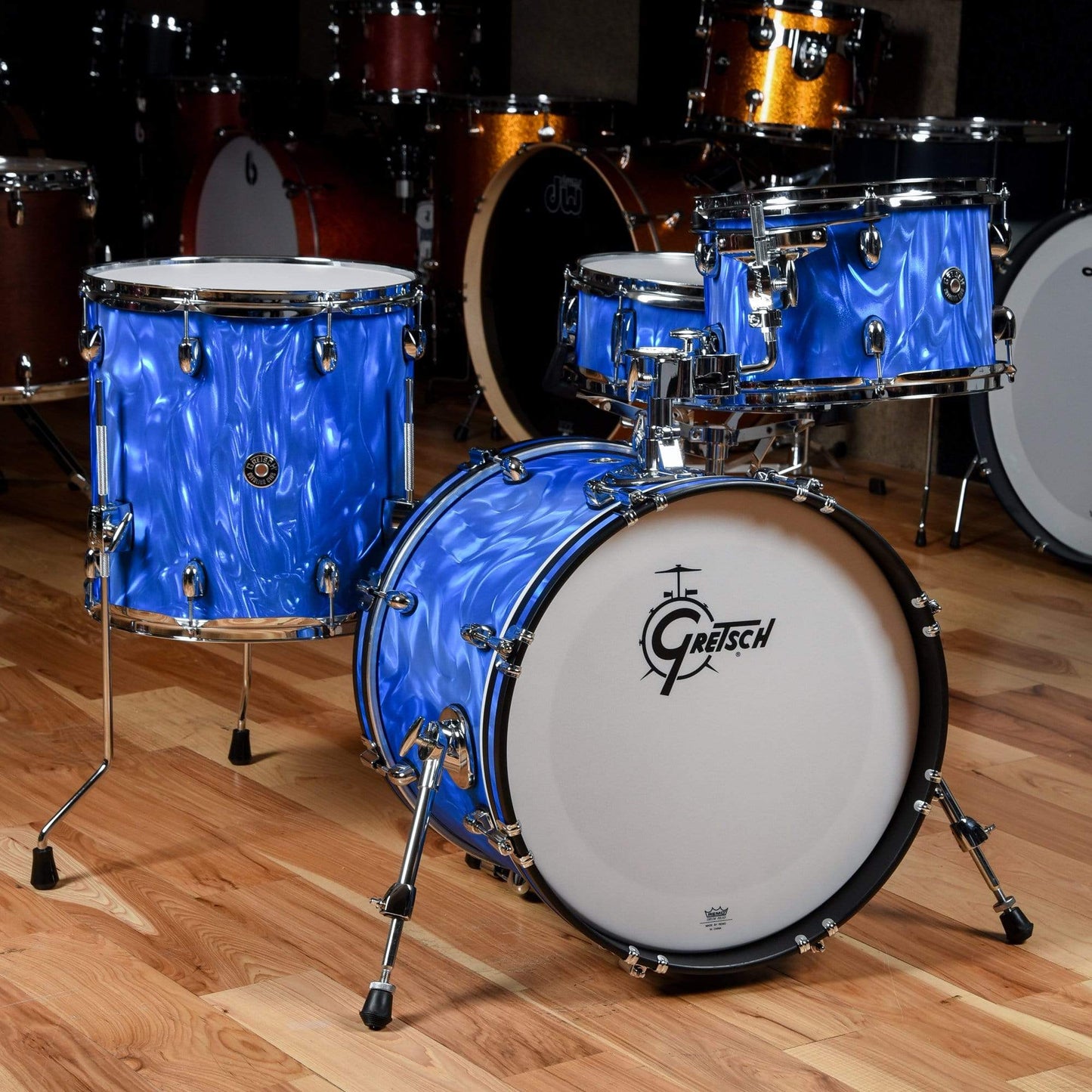 Gretsch Catalina Club 12/14/18/5x14 4pc. Drum Kit Blue Satin Flame Drums and Percussion / Acoustic Drums / Full Acoustic Kits