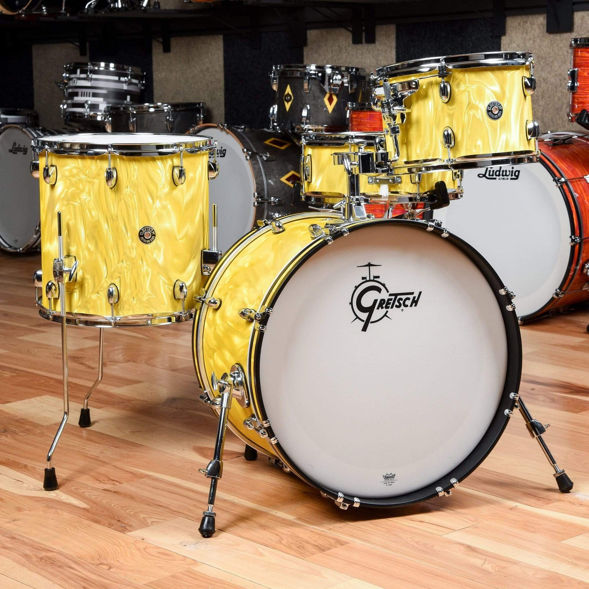 Gretsch Catalina Club 12/14/20/5x14 4pc. Drum Kit Yellow Satin Flame Drums and Percussion / Acoustic Drums / Full Acoustic Kits