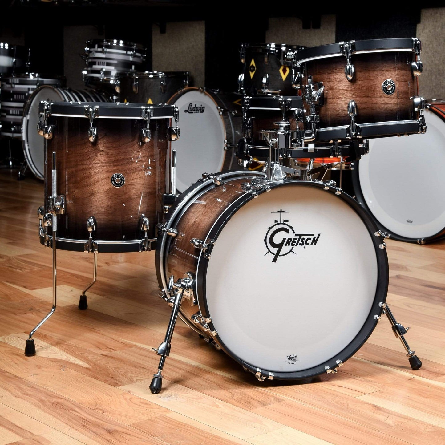 Gretsch Catalina Special Edition 12/14/18/5x14 4pc. Drum Kit Walnut Burst w/Wood Hoops Drums and Percussion / Acoustic Drums / Full Acoustic Kits