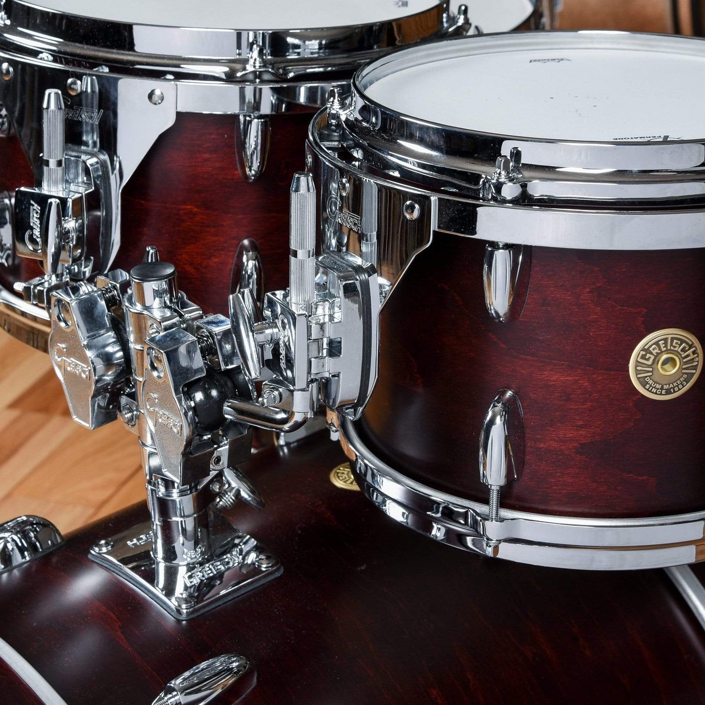 Gretsch USA Custom 10/12/14/20 4pc. Drum Kit Chestnut Duco Satin Lacquer w/Double Tom Mount Drums and Percussion / Acoustic Drums / Full Acoustic Kits