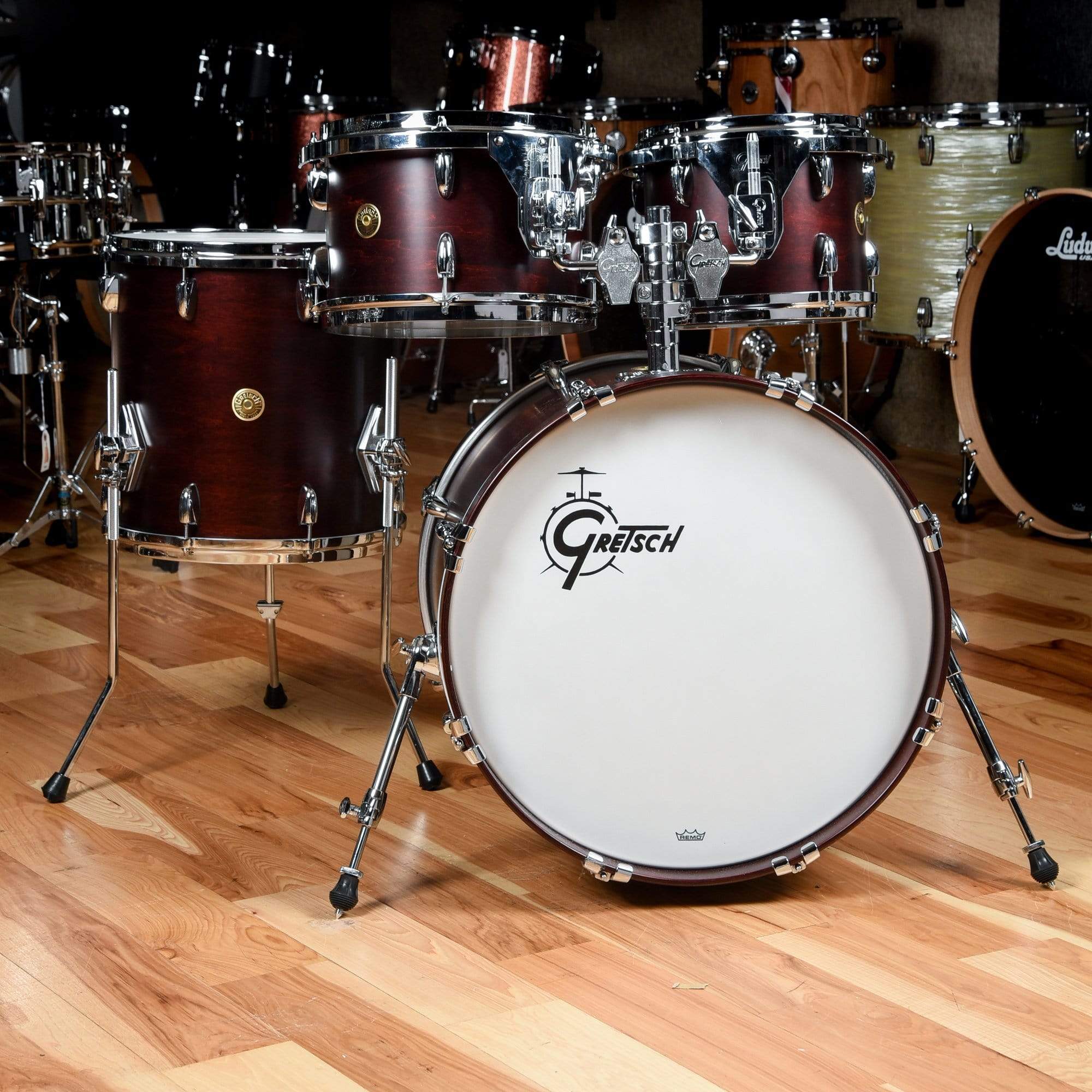 Gretsch USA Custom 10/12/14/20 4pc. Drum Kit Chestnut Duco Satin Lacqu ...