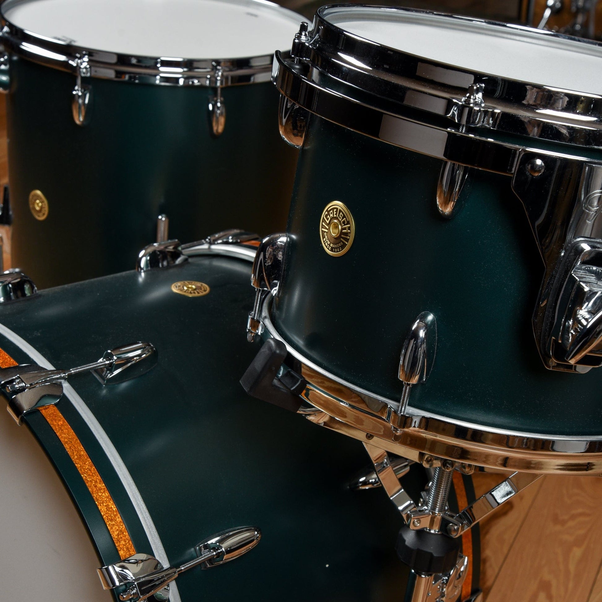 Gretsch USA Custom 13/16/22 3pc. Drum Kit Satin Cadillac Green Drums and Percussion / Acoustic Drums / Full Acoustic Kits