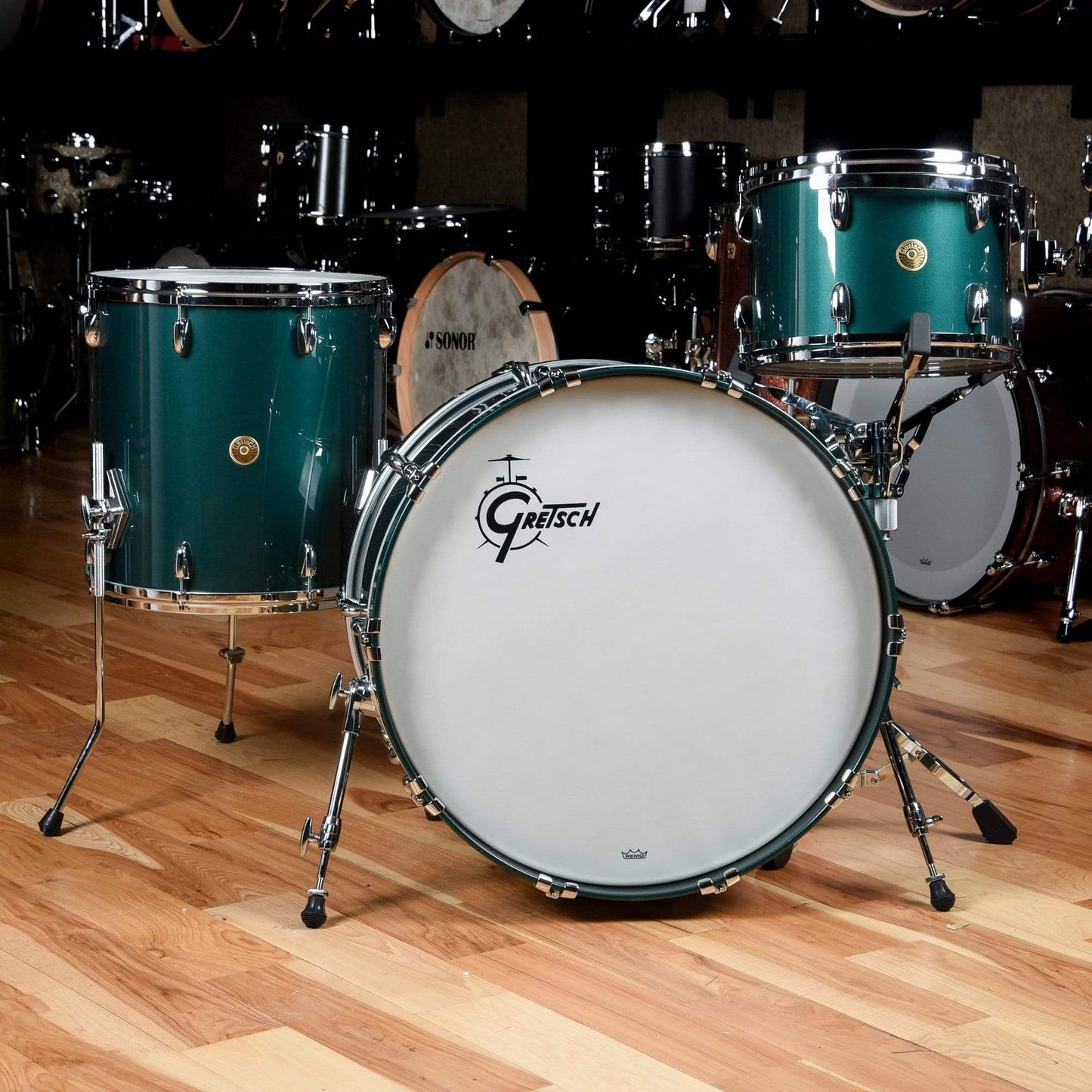 Gretsch USA Custom 13/16/24 3pc. Drum Kit Cadillac Green Gloss Drums and Percussion / Acoustic Drums / Full Acoustic Kits