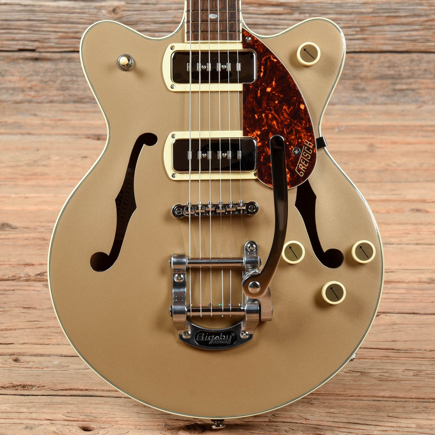 Gretsch G2655T-P90 Streamliner Center Block Double Cutaway with Bigsby Two Tone Sahara Metallic/Vintage Mahogany Stain 2021 Electric Guitars / Semi-Hollow