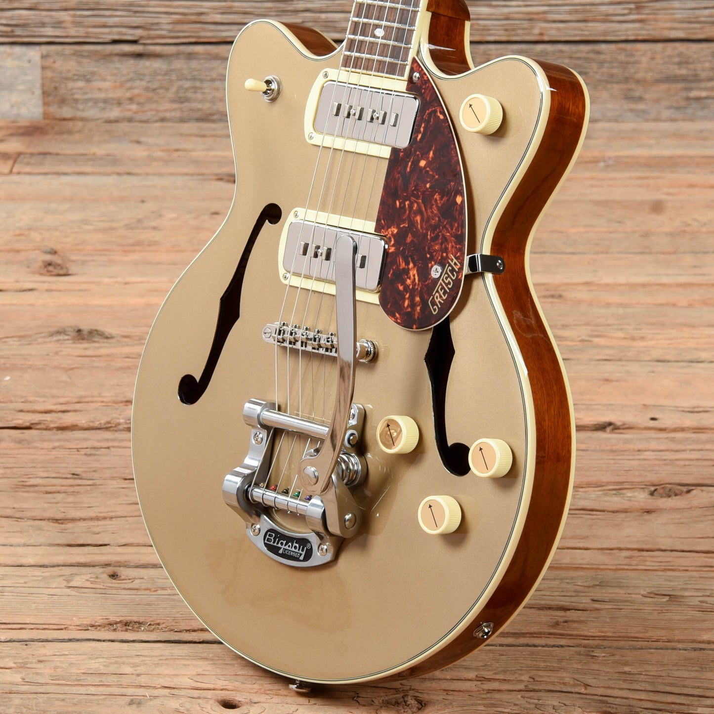 Gretsch G2655T-P90 Streamliner Center Block Double Cutaway with Bigsby Two Tone Sahara Metallic/Vintage Mahogany Stain 2021 Electric Guitars / Semi-Hollow