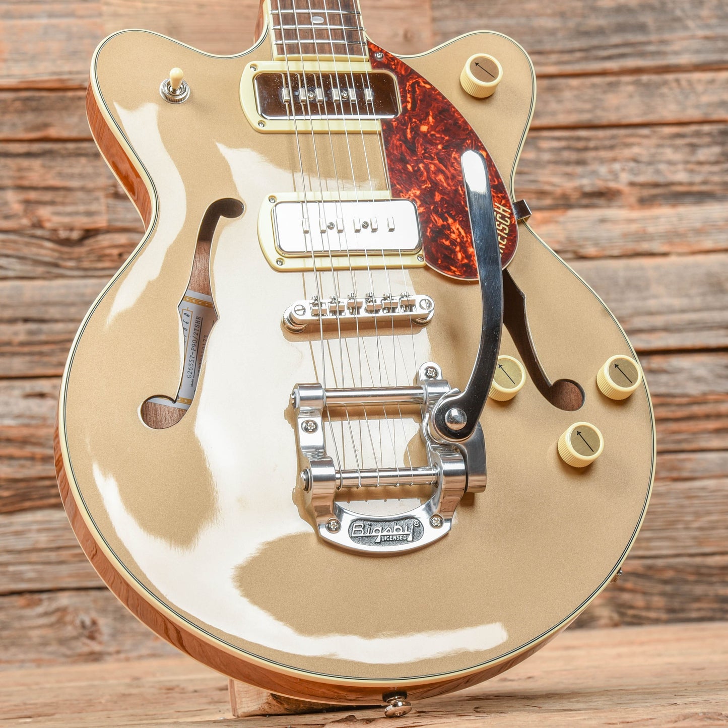 Gretsch G2655T-P90 Streamliner Center Block Double Cutaway with Bigsby Two Tone Sahara Metallic/Vintage Mahogany Stain 2021 Electric Guitars / Semi-Hollow