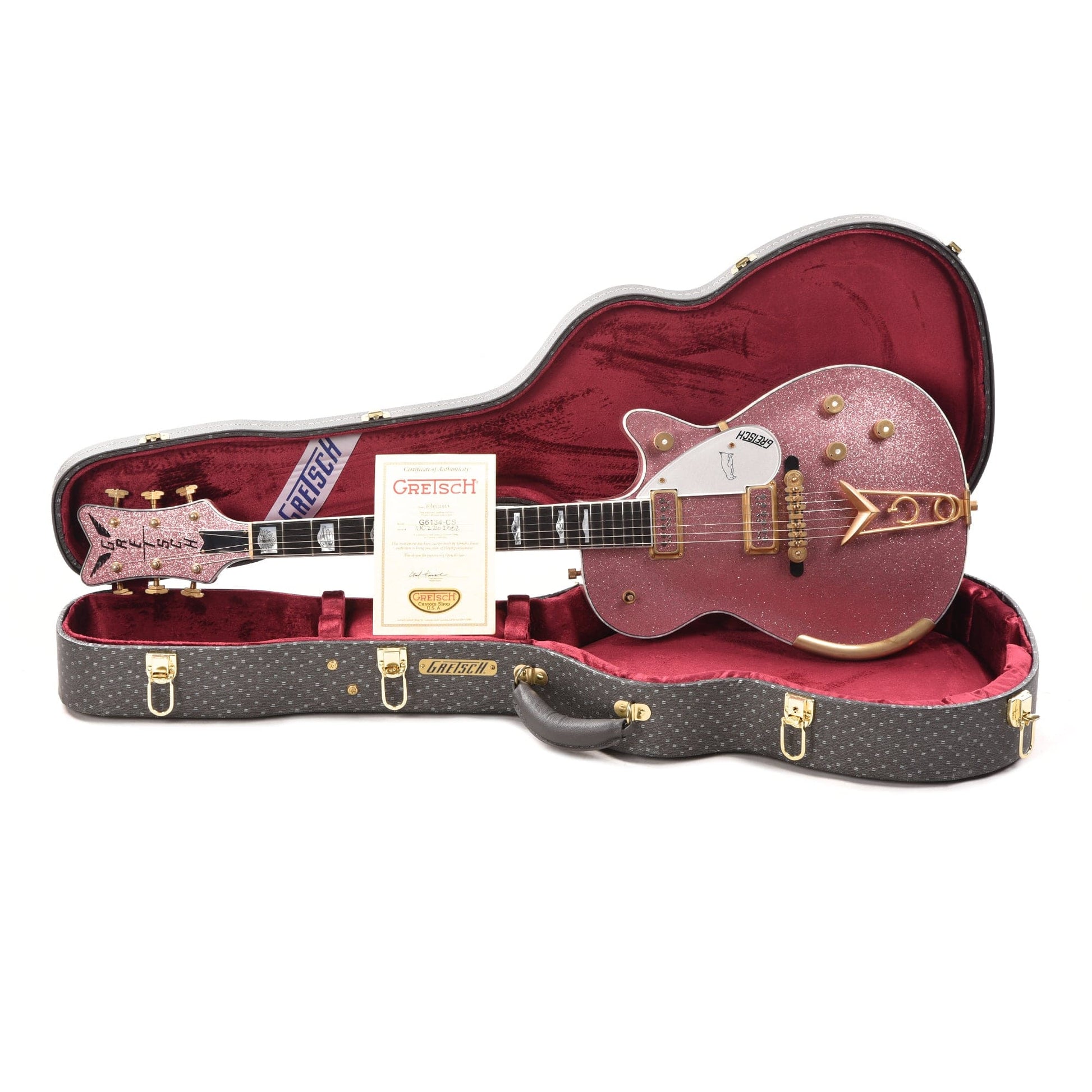 Gretsch Custom Shop G6134-57 1957 Michigan Mahogany Duo Jet Shell Pink Sparkle Relic w/Duncan Dyno Dynasonics Master Built by Stephen Stern Electric Guitars / Solid Body