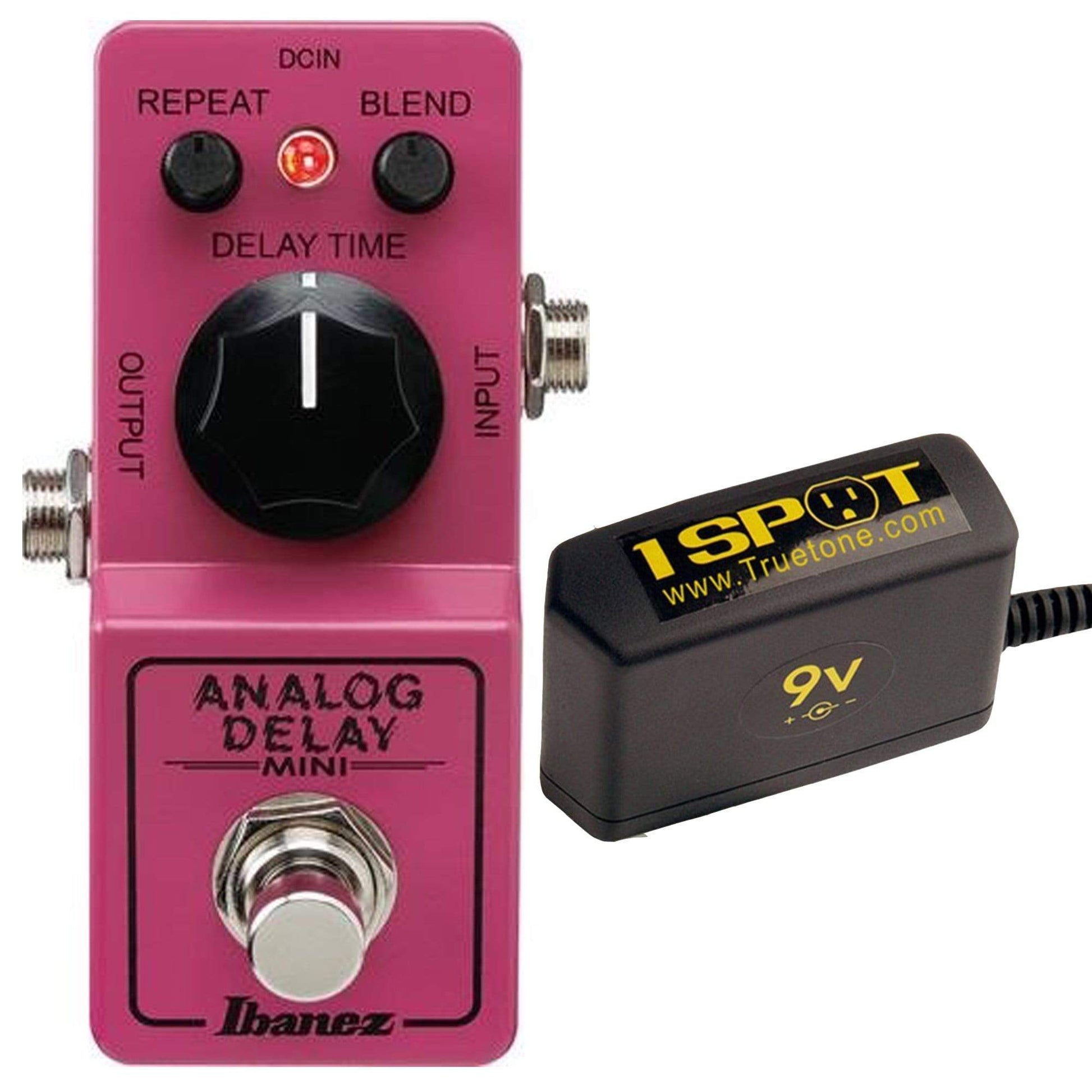 Ibanez Analog Delay Mini Bundle w/ Truetone 1 Spot Space Saving 9v Adapter Effects and Pedals / Delay