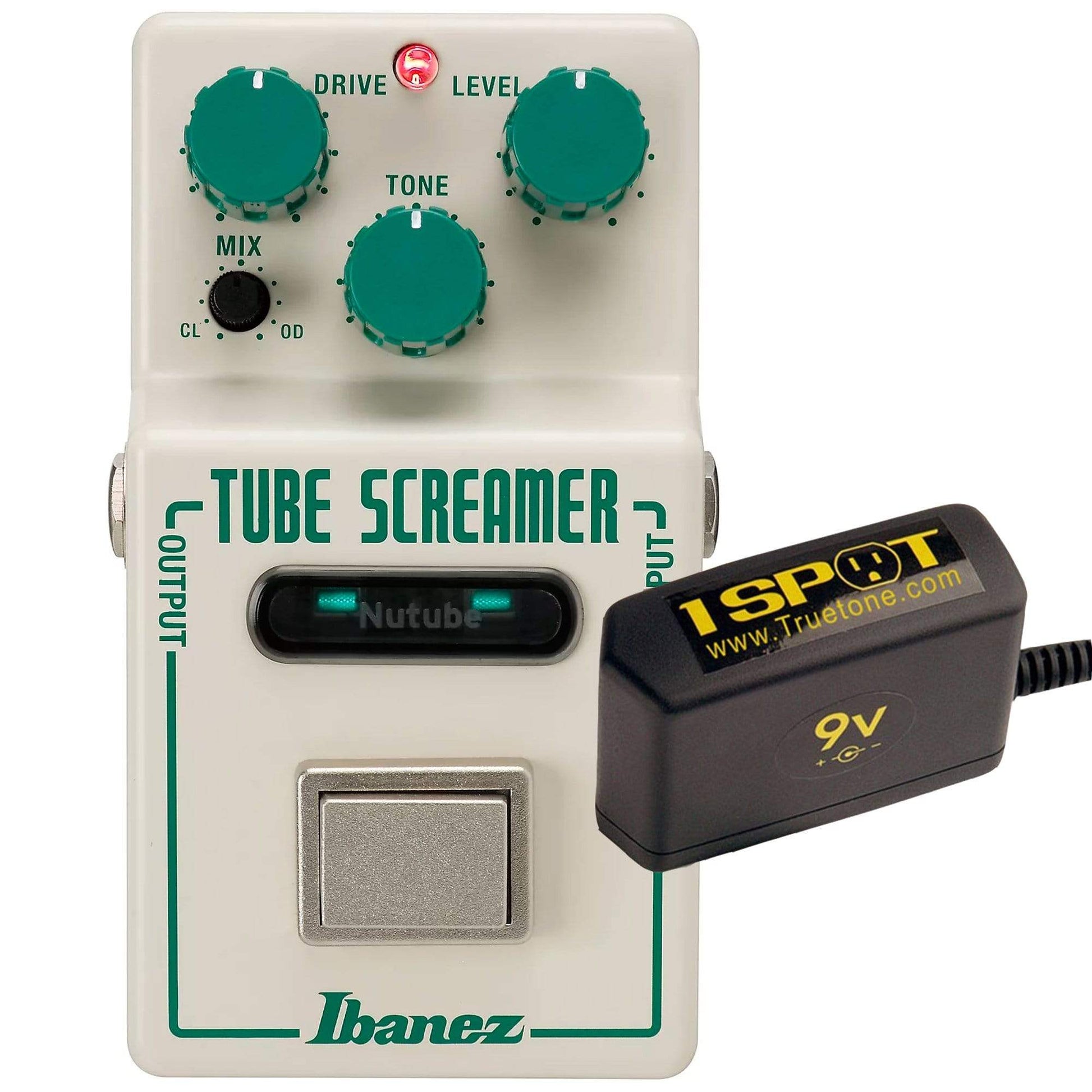 Ibanez Nu Tube Screamer Overdrive Pedal Bundle w/ Truetone 1 Spot Space Saving 9v Adapter Effects and Pedals / Overdrive and Boost