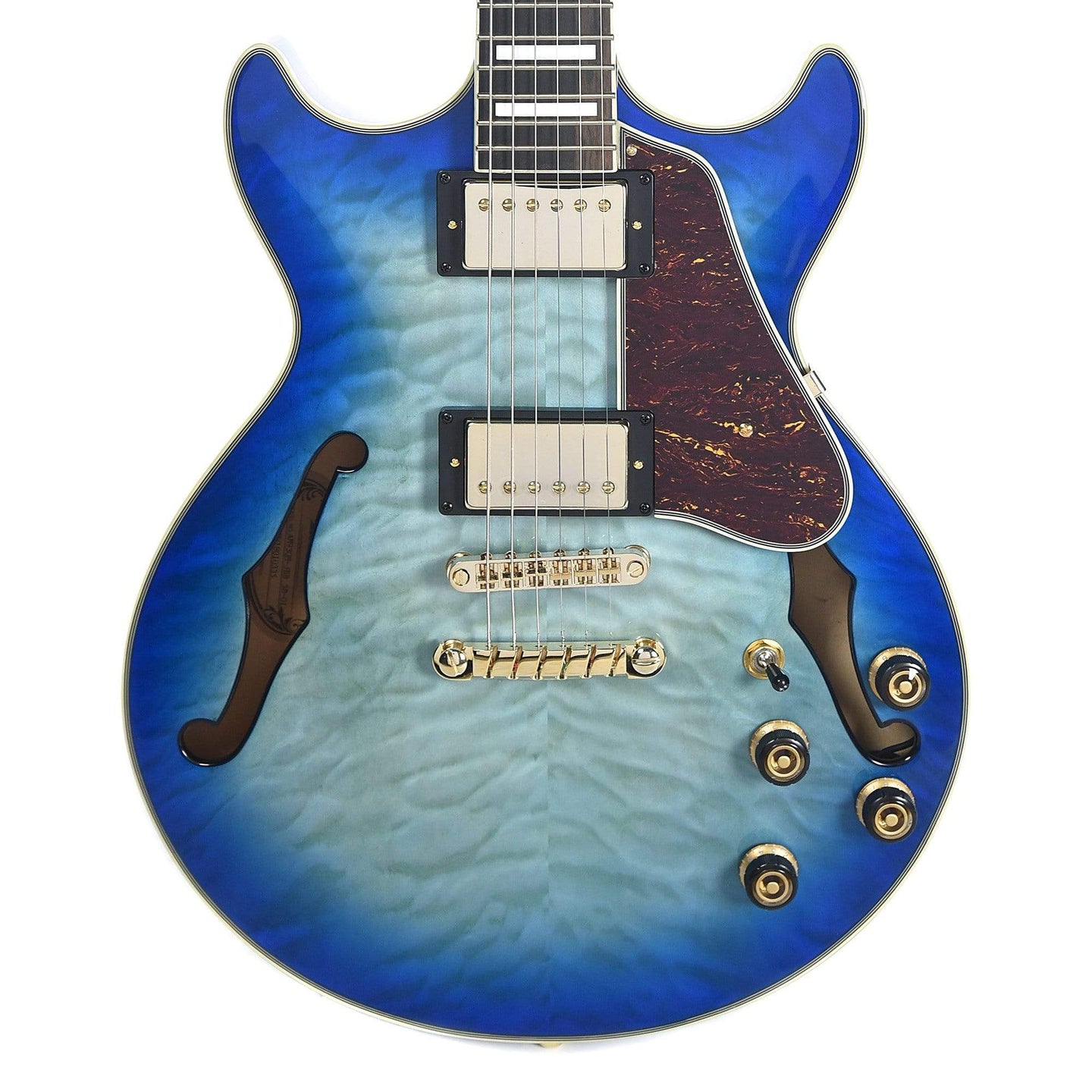 Ibanez AM93QM Artcore Expressionist Semi-Hollow Body Jet Blue Burst w ...