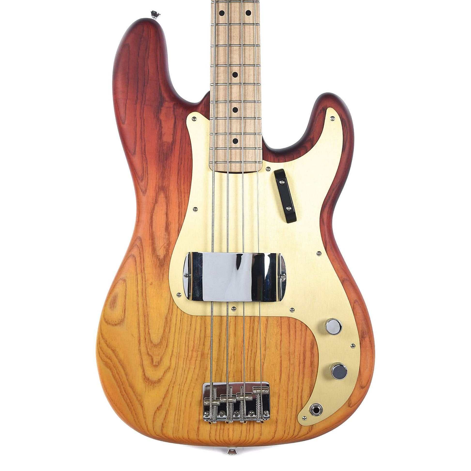 La Bella Olinto Bass Ash Vertical 3-Tone Vertical Burst Matte w/Gold Anodized Pickguard Bass Guitars / 4-String