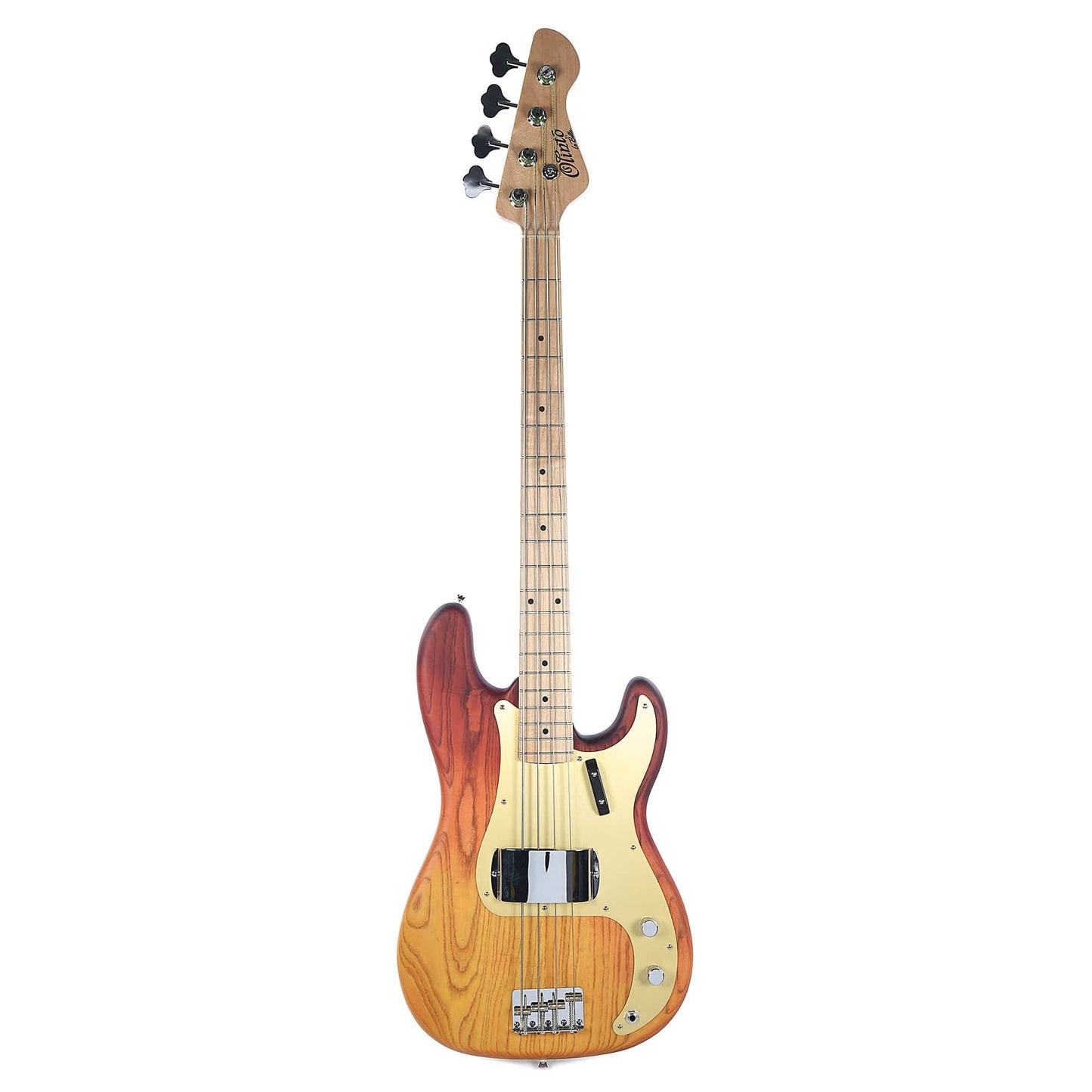 La Bella Olinto Bass Ash Vertical 3-Tone Vertical Burst Matte w/Gold Anodized Pickguard Bass Guitars / 4-String