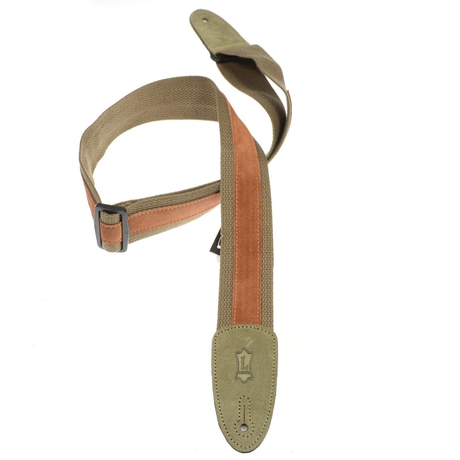 Levy's 2 Inch Designer Series Cotton/Suede Guitar Strap w/Tri-Glide Adjustment - Green Accessories / Straps