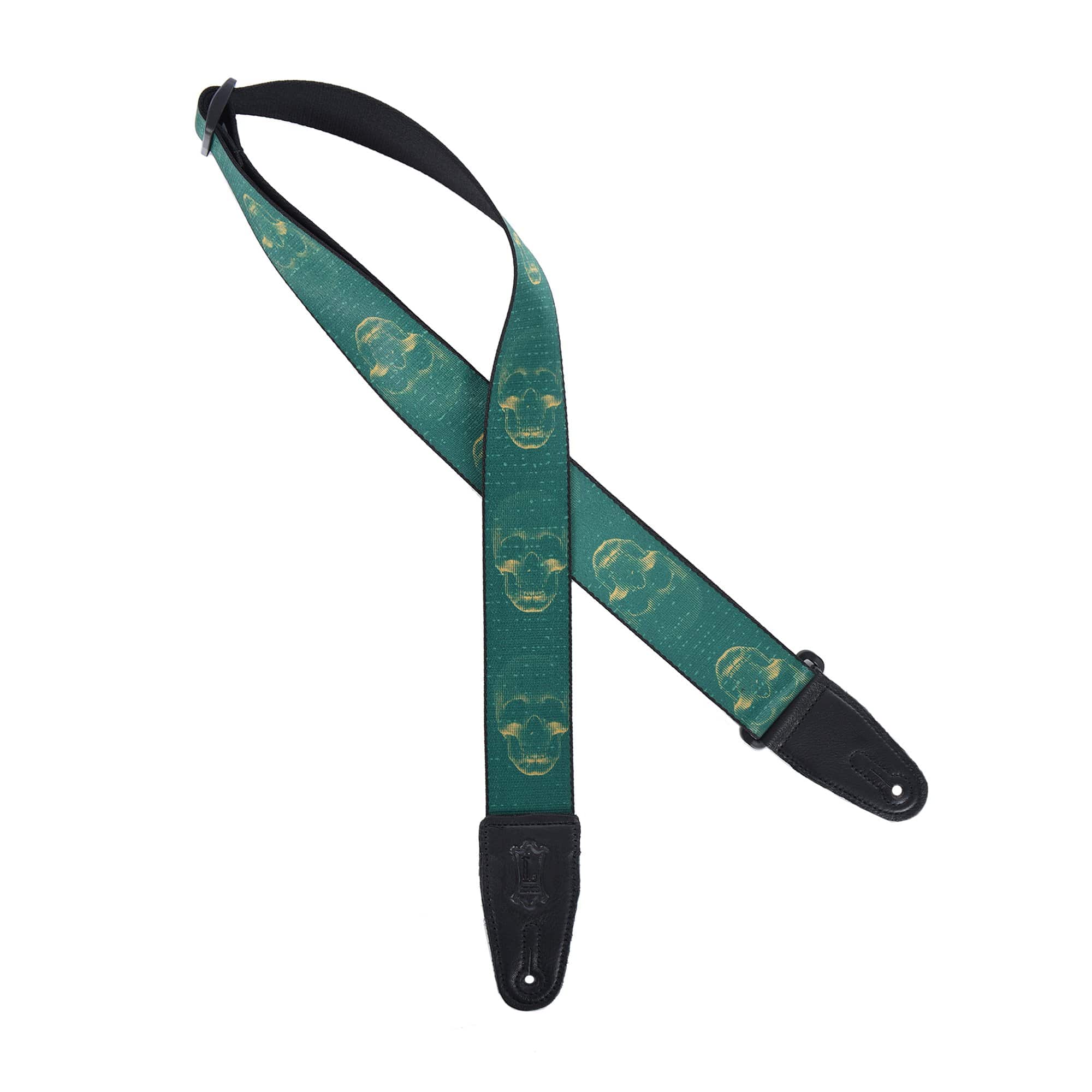 Levy's Polyester Guitar Strap (Green and Mustard Skull)