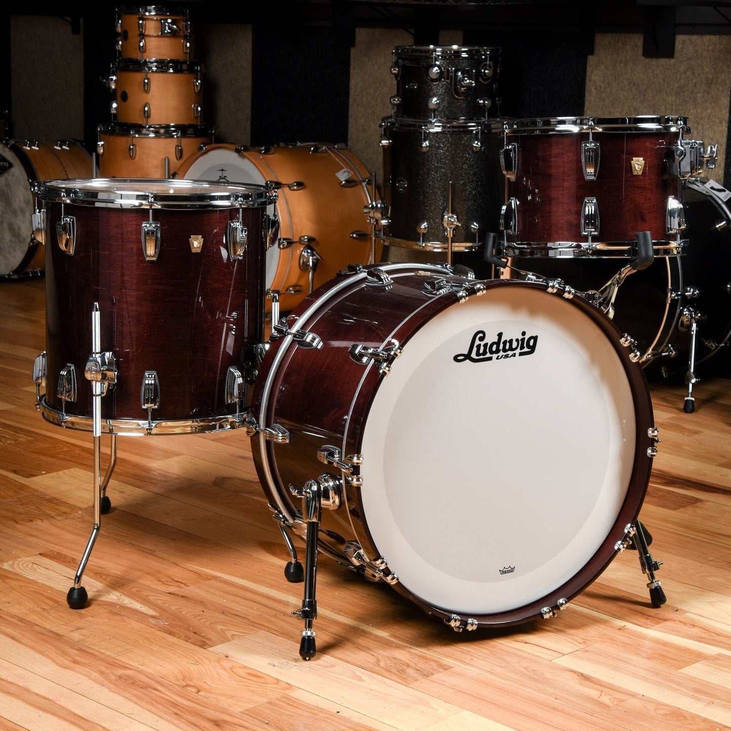 Ludwig Classic Maple 13/16/22 3pc. Drum Kit Mahogany Stain Lacquer Drums and Percussion / Acoustic Drums / Full Acoustic Kits