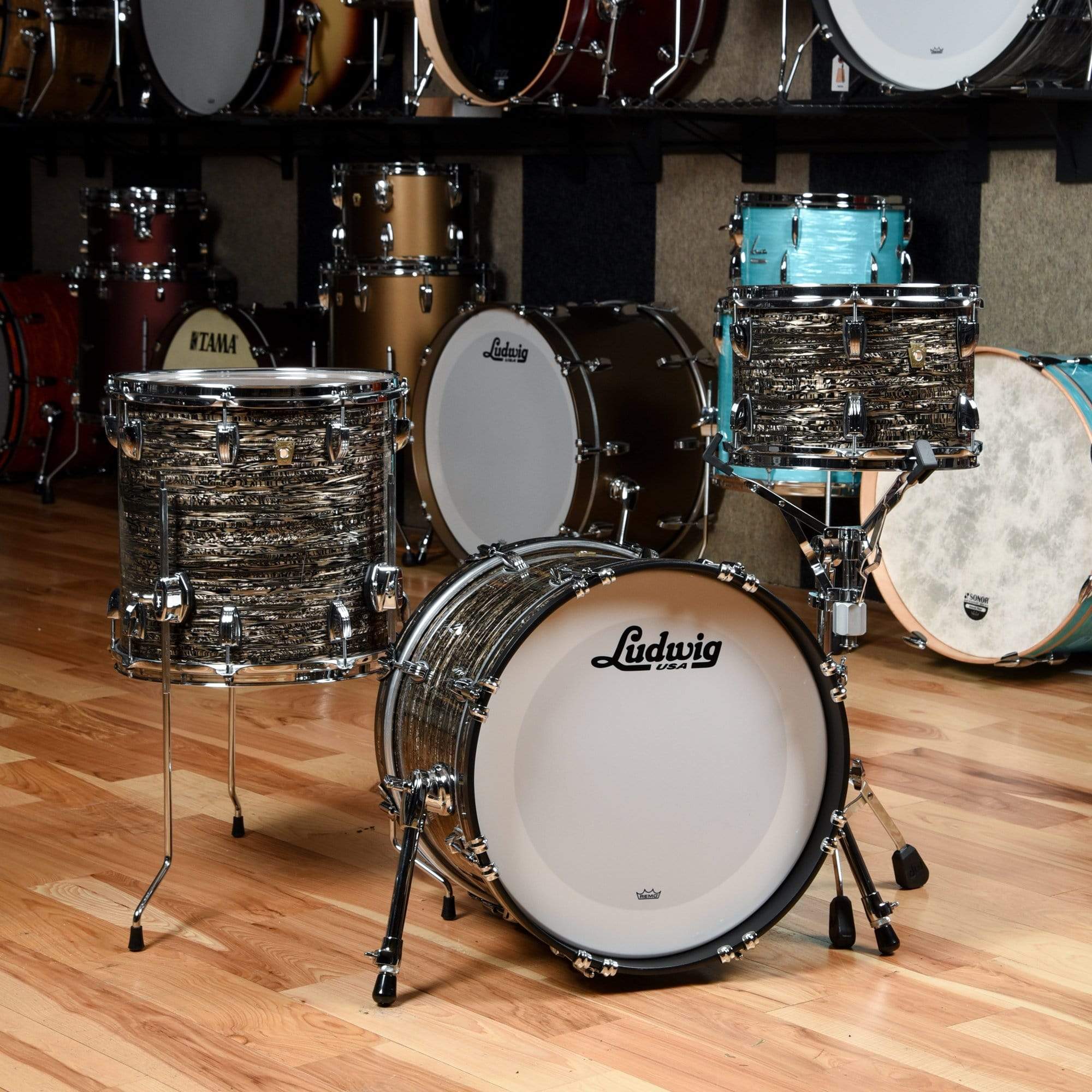 Ludwig Classic Maple Chicago Series 12/14/18 3pc. Drum Kit Bamboo Stra ...