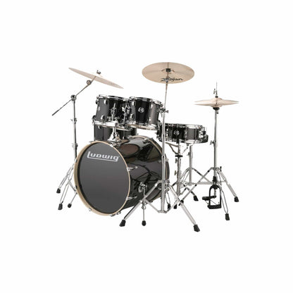 Ludwig Element Evolution 10/12/16/22/5x14 5pc. Drum Kit Black Sparkle w/Hardware & Zildjian I Series Cymbals Drums and Percussion / Acoustic Drums / Full Acoustic Kits