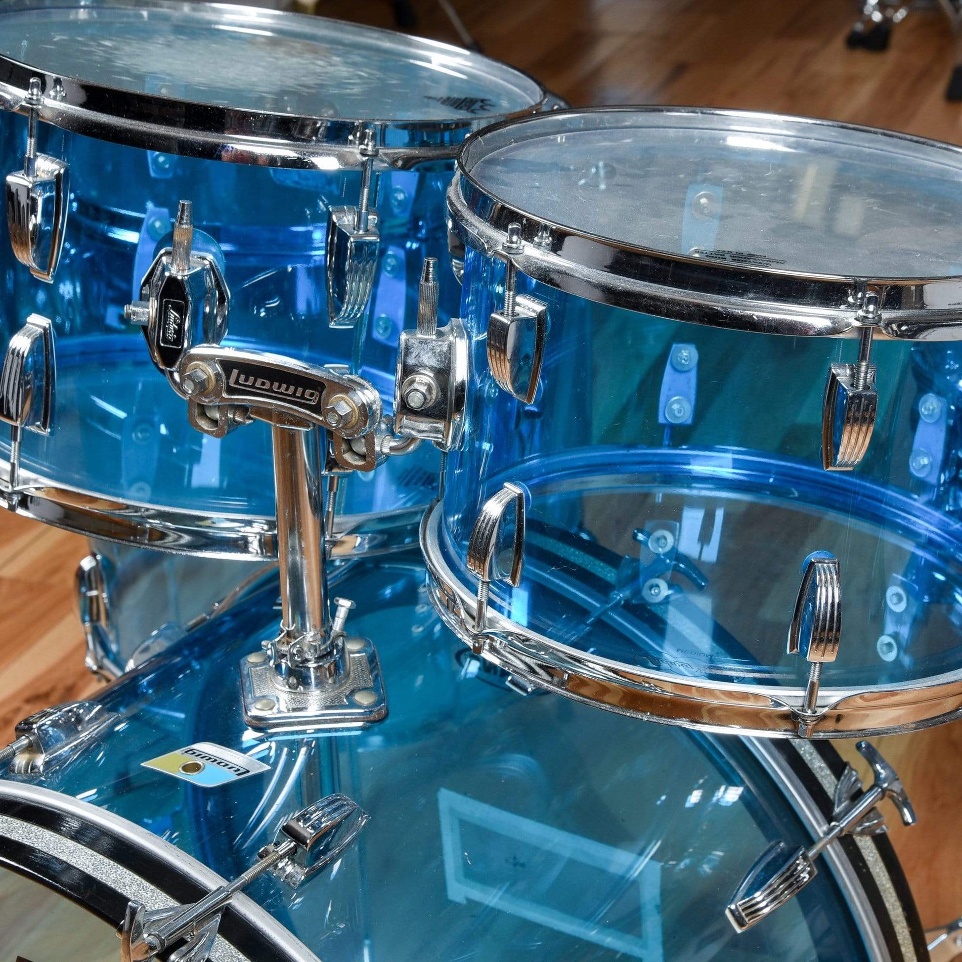 Ludwig Vistalite 12/13/16/22 w/5x14 Snare Blue 1970s Drums and Percussion / Acoustic Drums / Full Acoustic Kits