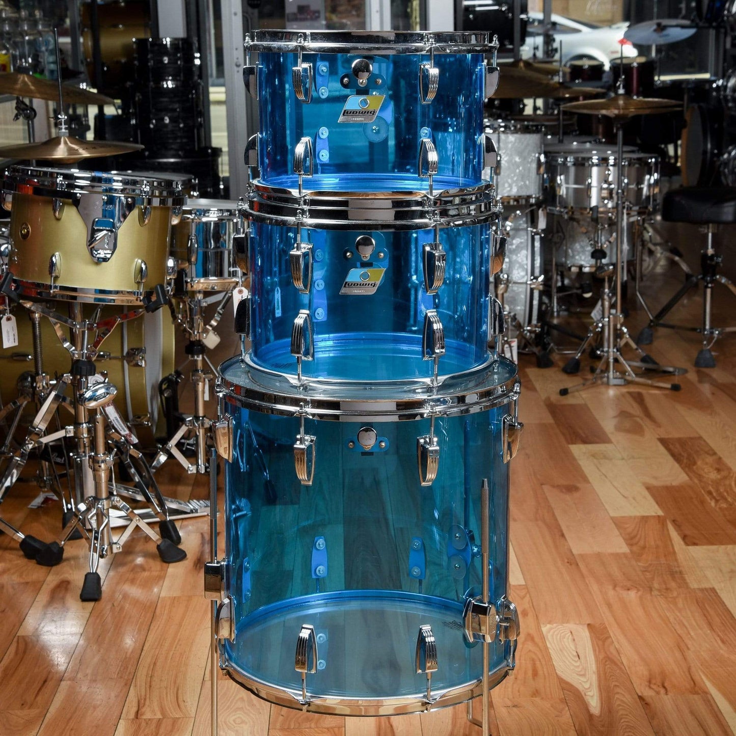 Ludwig Vistalite 12/13/16/22 w/5x14 Snare Blue 1970s Drums and Percussion / Acoustic Drums / Full Acoustic Kits