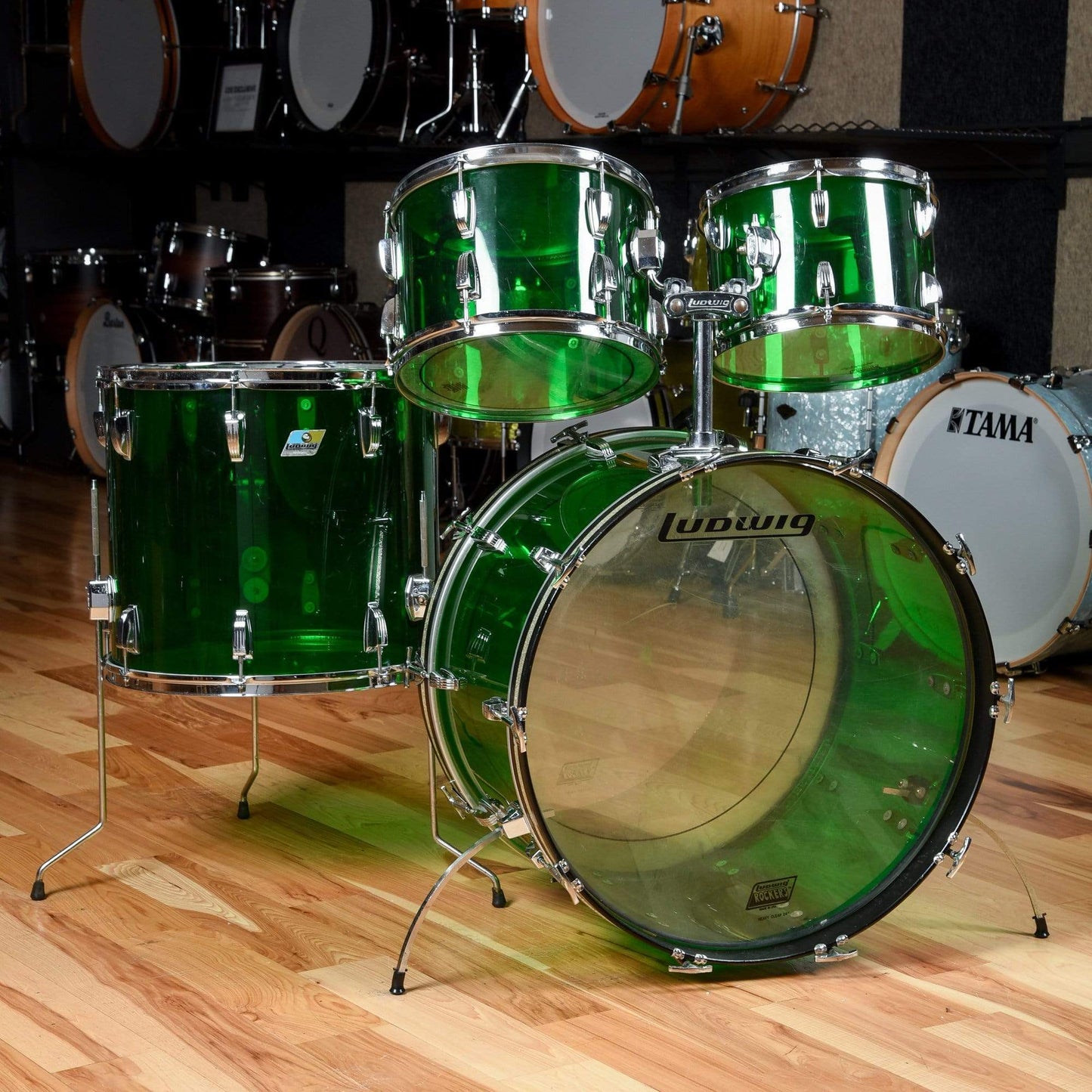 Ludwig Vistalite Green 1970s Drums and Percussion / Acoustic Drums / Full Acoustic Kits