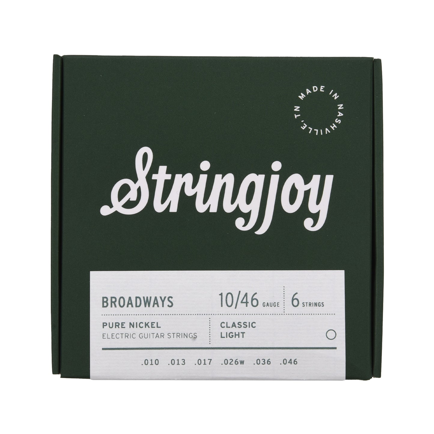 Stringjoy Broadways Classic Light Gauge 10-46 Pure Nickel Electric Guitar Strings