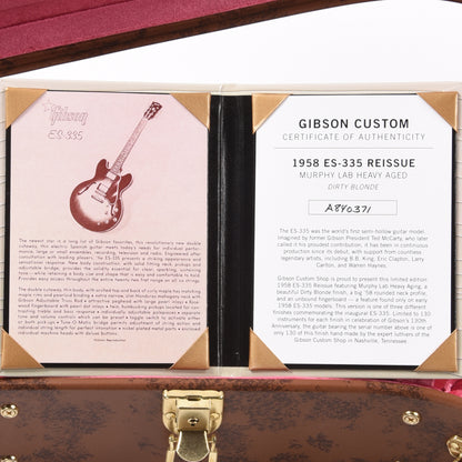 Gibson Custom Shop Limited Edition 1958 ES-335 Murphy Lab Heavy Aged Dirty Blonde