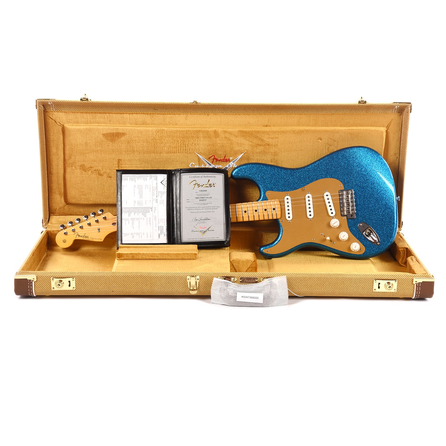 Fender Custom Shop 1955 Stratocaster "Chicago Special" LEFTY Deluxe Closet Classic Aged Blue Sparkle w/Anodized Gold Pickguard