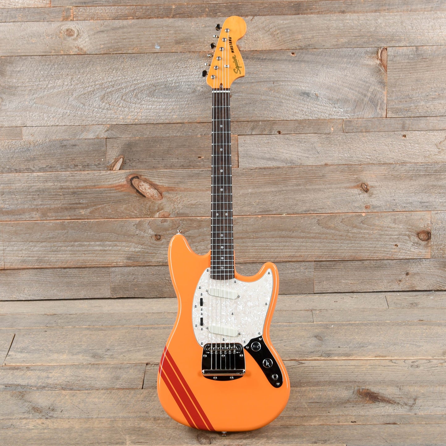 Squier Classic Vibe '60s Competition Mustang Capri Orange w/Dakota Red Stripe