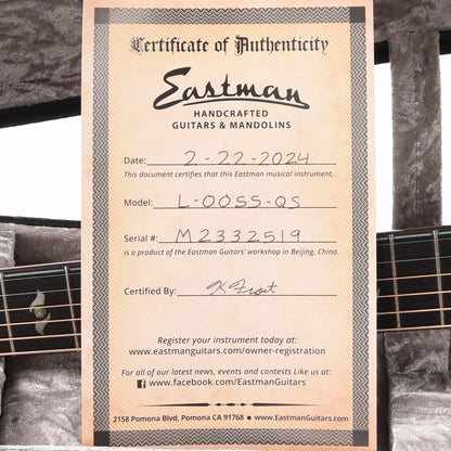 Eastman L-OOSS-QS European Spruce/AA Quilted Sapele OOSS Natural