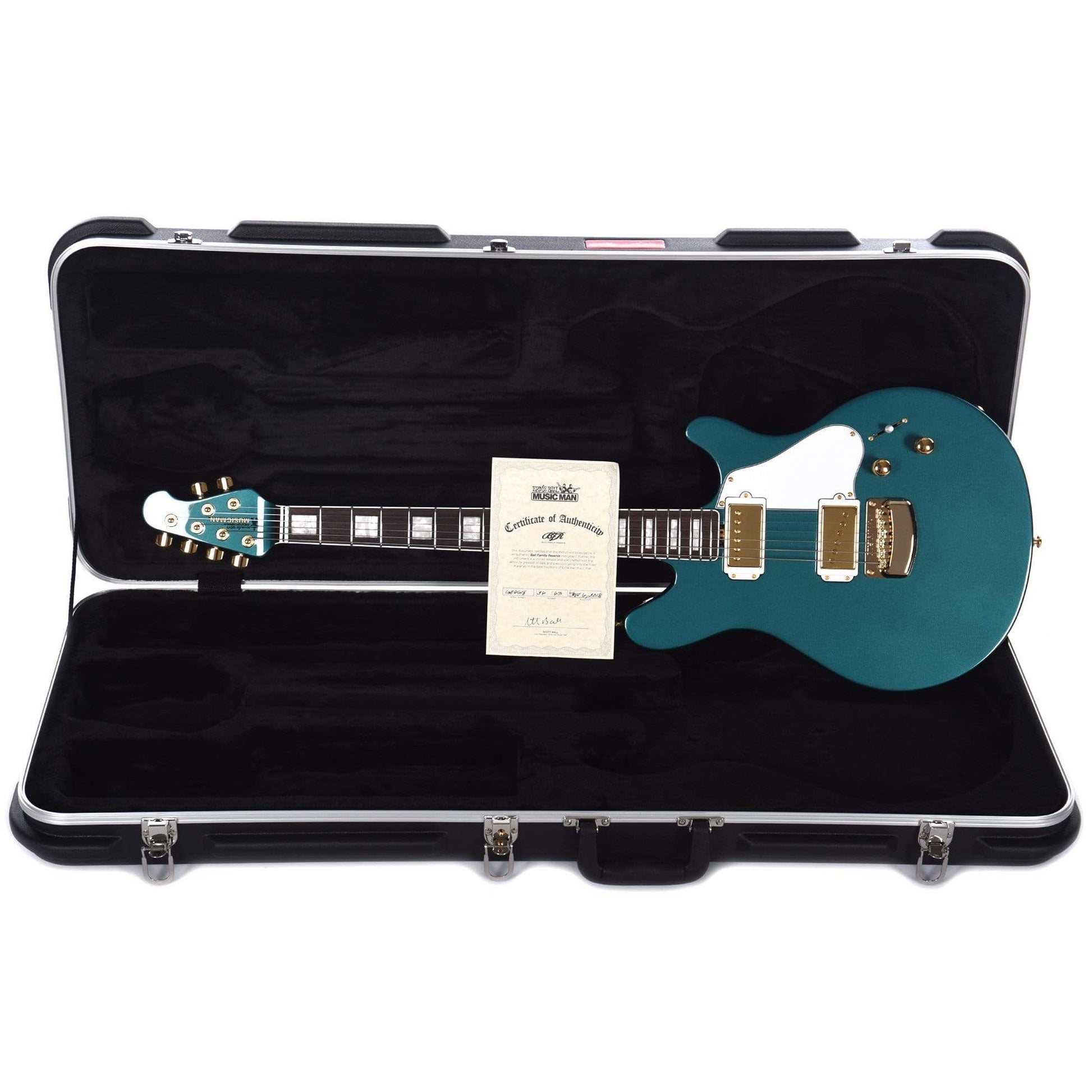 Music Man BFR Valentine Pine Green w/Gold Hardware & Painted Headstock Electric Guitars / Solid Body